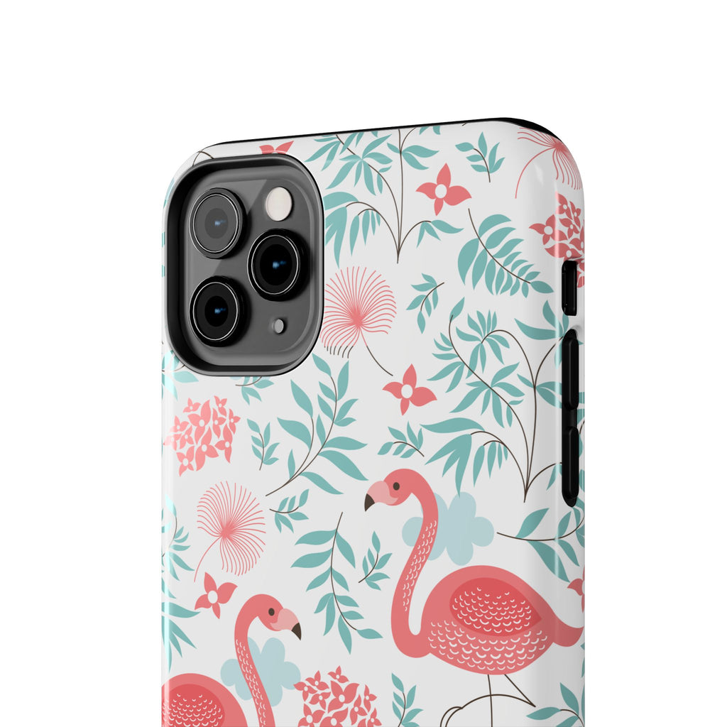 Pink Flamingo Pattern Tough Phone Case | Tropical Floral Design