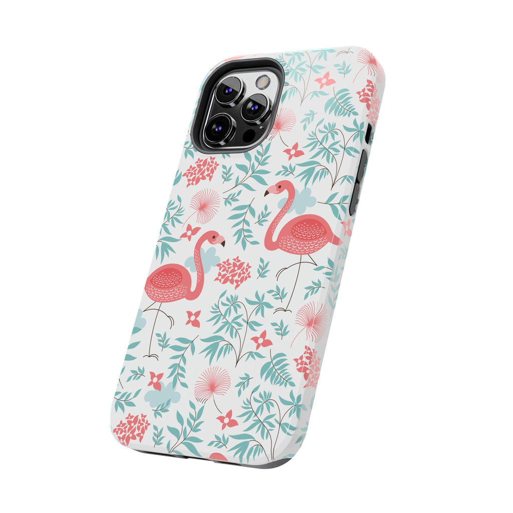 Pink Flamingo Pattern Tough Phone Case | Tropical Floral Design