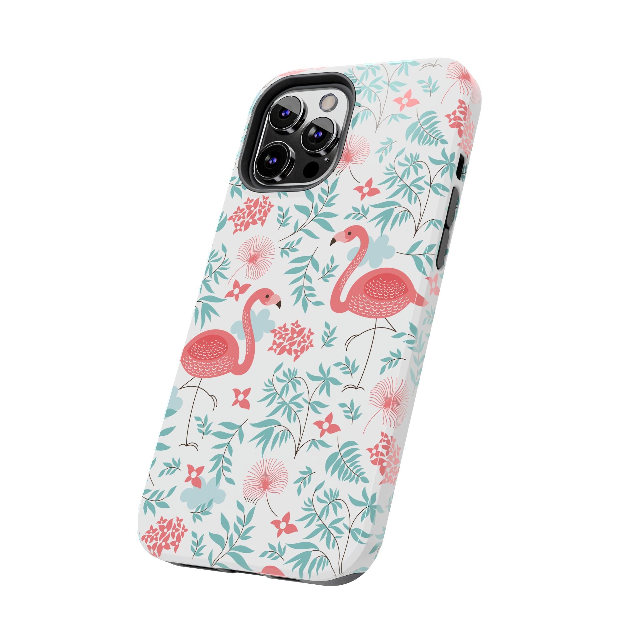 Pink Flamingo Pattern Tough Phone Case | Tropical Floral Design