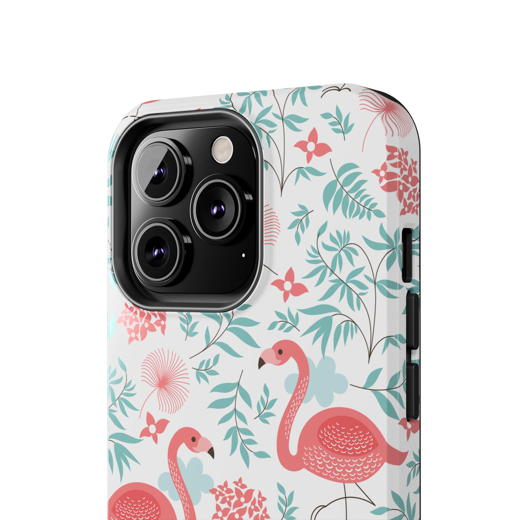 Pink Flamingo Pattern Tough Phone Case | Tropical Floral Design