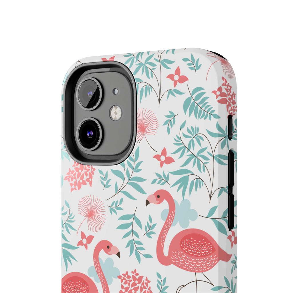 Pink Flamingo Pattern Tough Phone Case | Tropical Floral Design