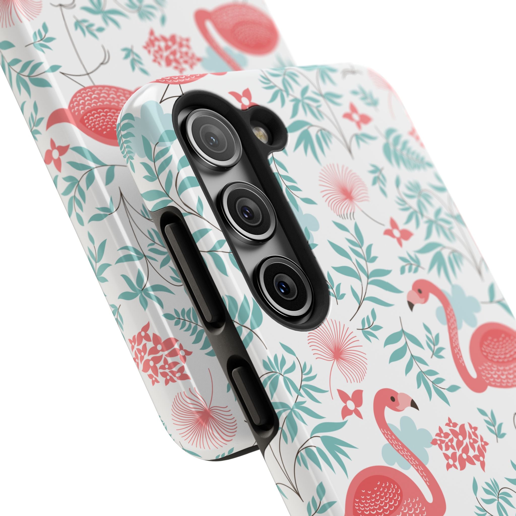Pink Flamingo Pattern Tough Phone Case | Tropical Floral Design