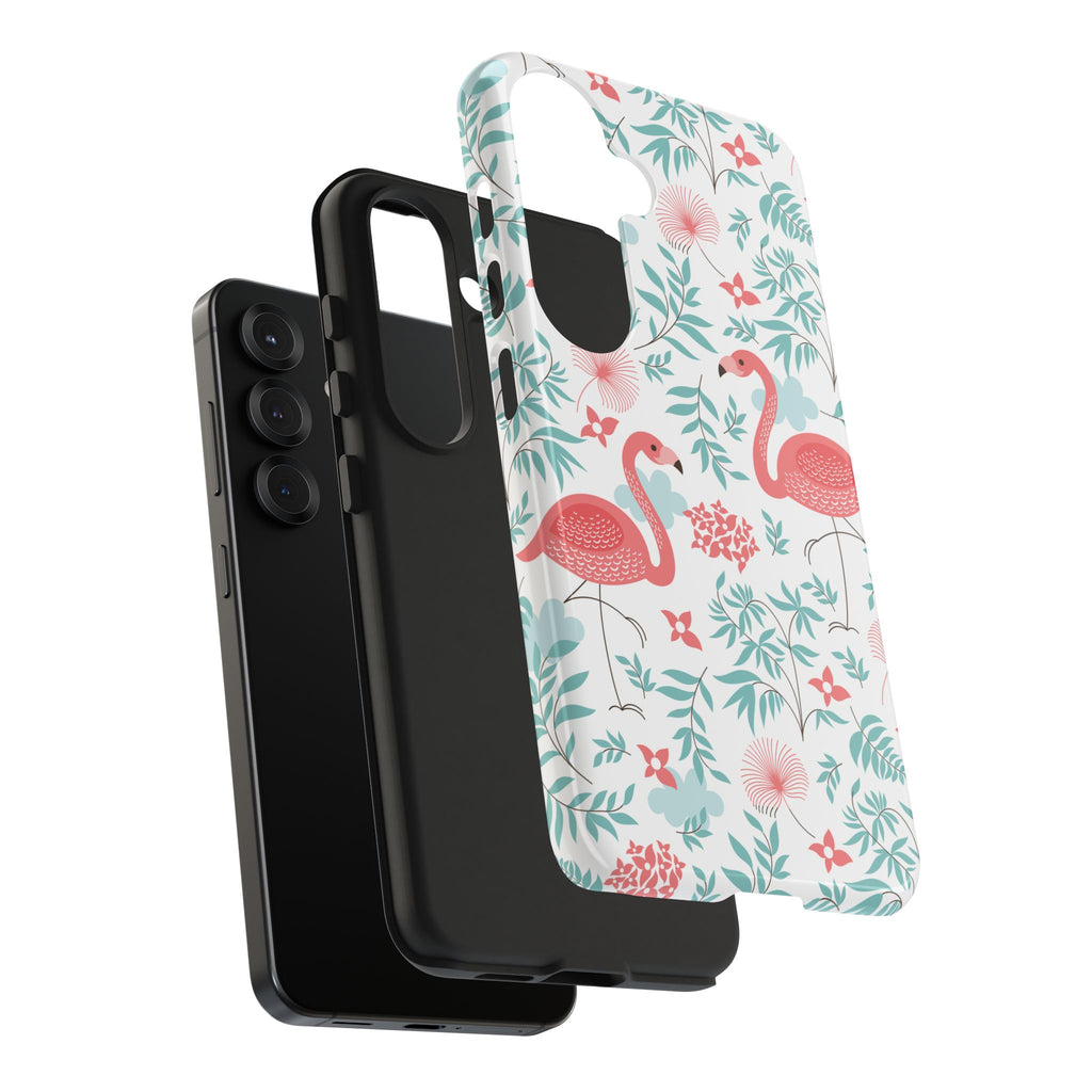 Pink Flamingo Pattern Tough Phone Case | Tropical Floral Design