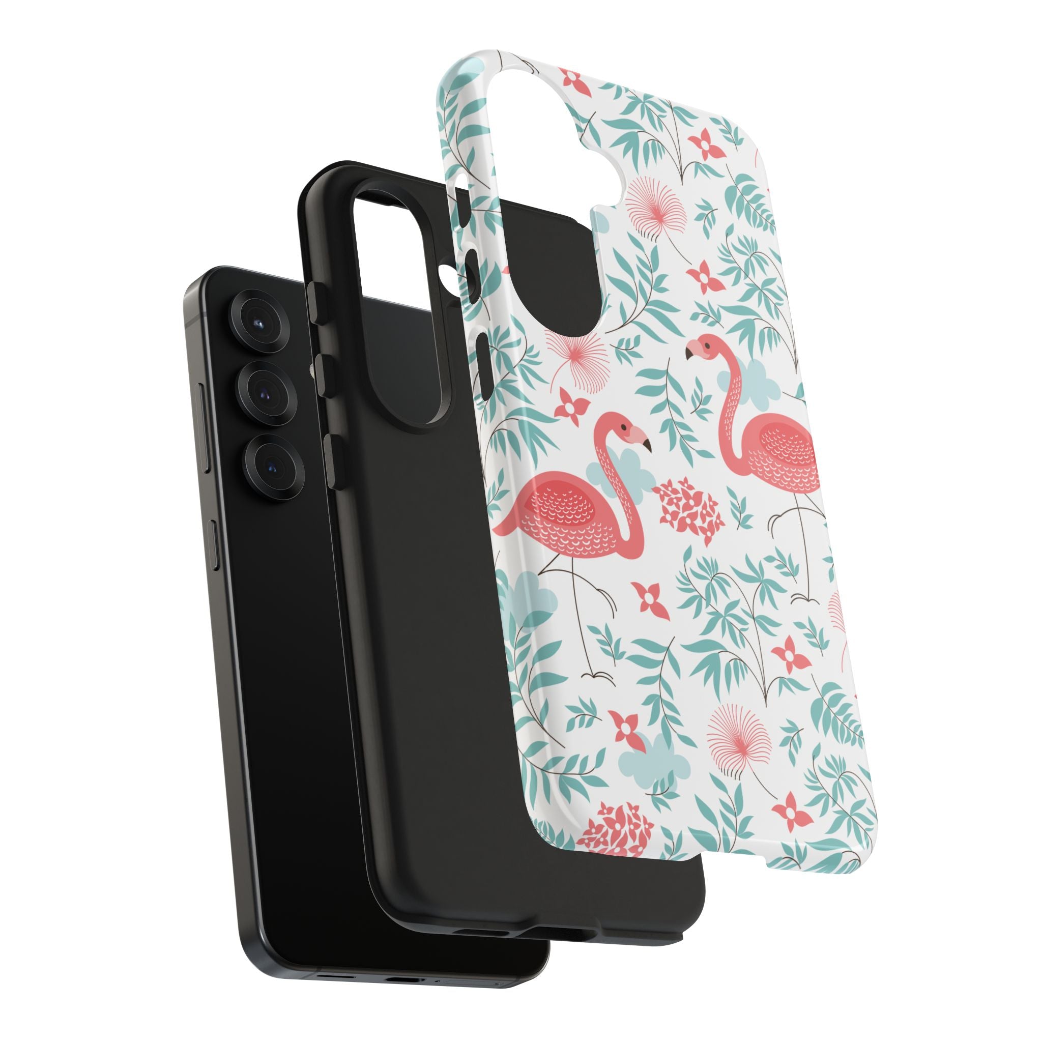 Pink Flamingo Pattern Tough Phone Case | Tropical Floral Design