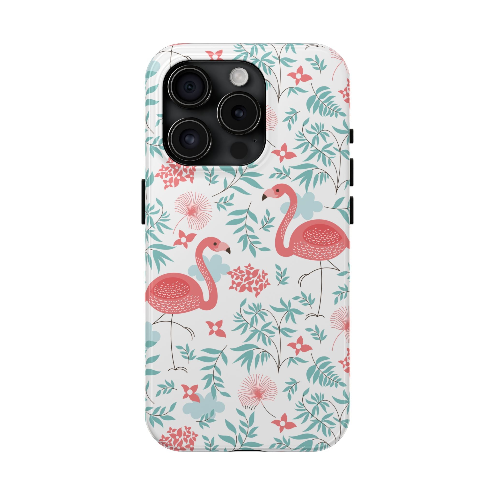 Pink Flamingo Pattern Tough Phone Case | Tropical Floral Design