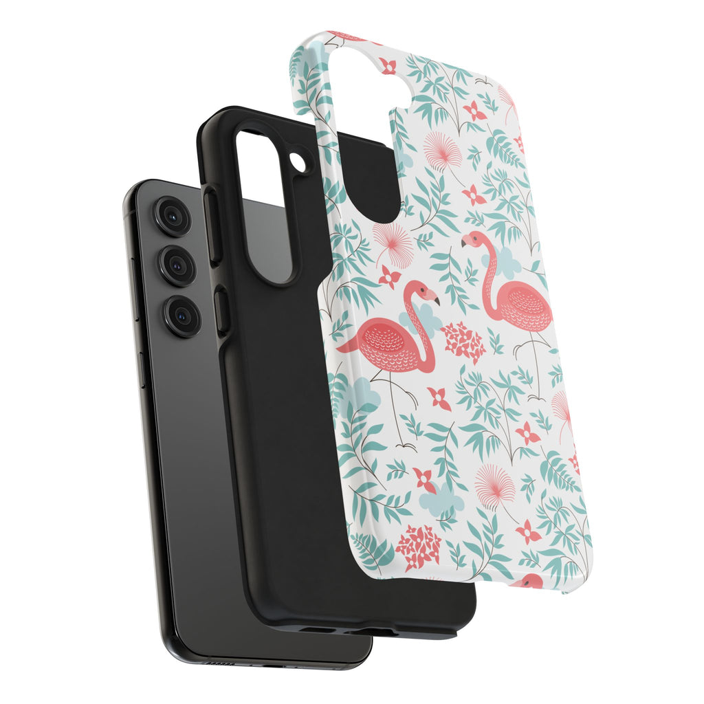 Pink Flamingo Pattern Tough Phone Case | Tropical Floral Design