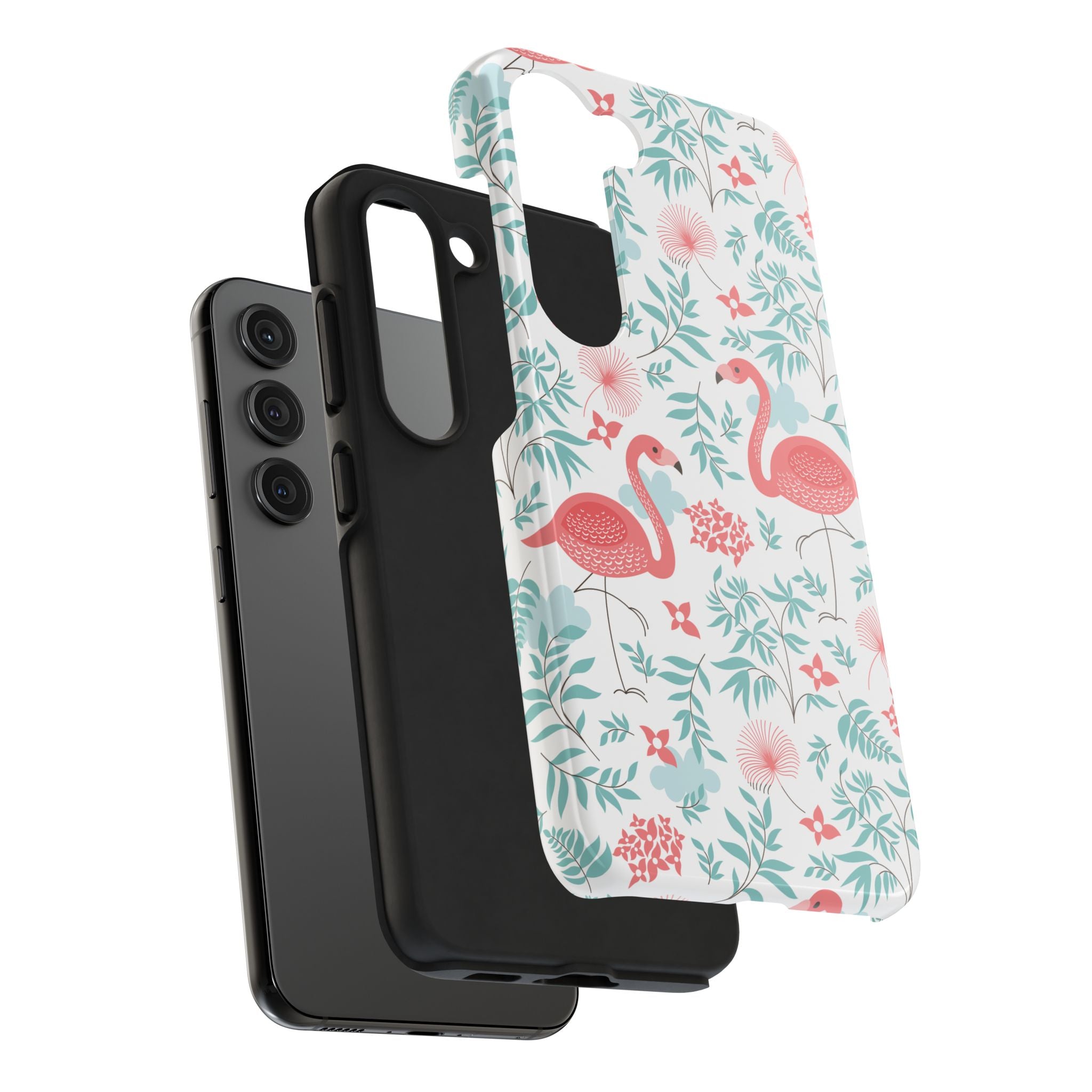 Pink Flamingo Pattern Tough Phone Case | Tropical Floral Design