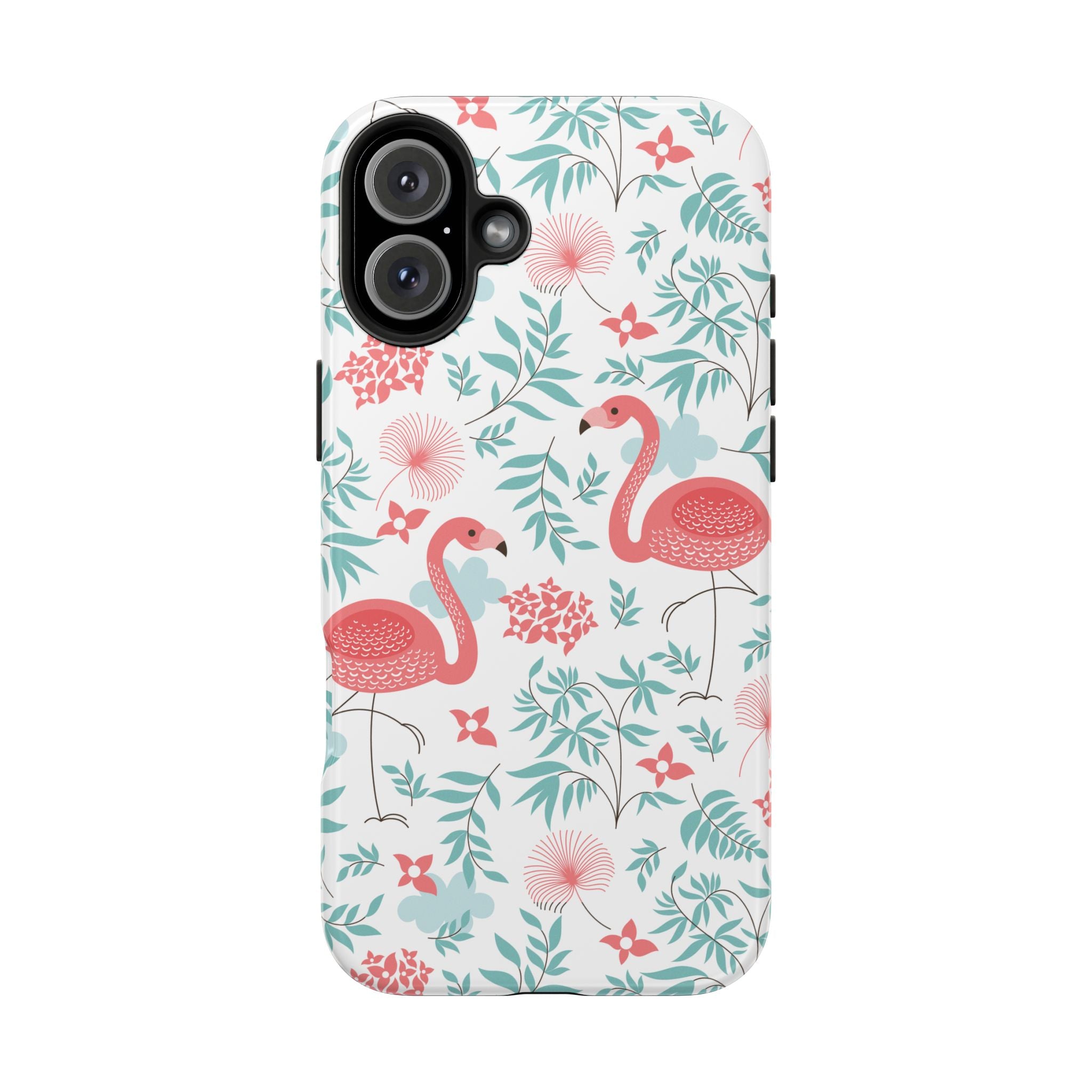 Pink Flamingo Pattern Tough Phone Case | Tropical Floral Design