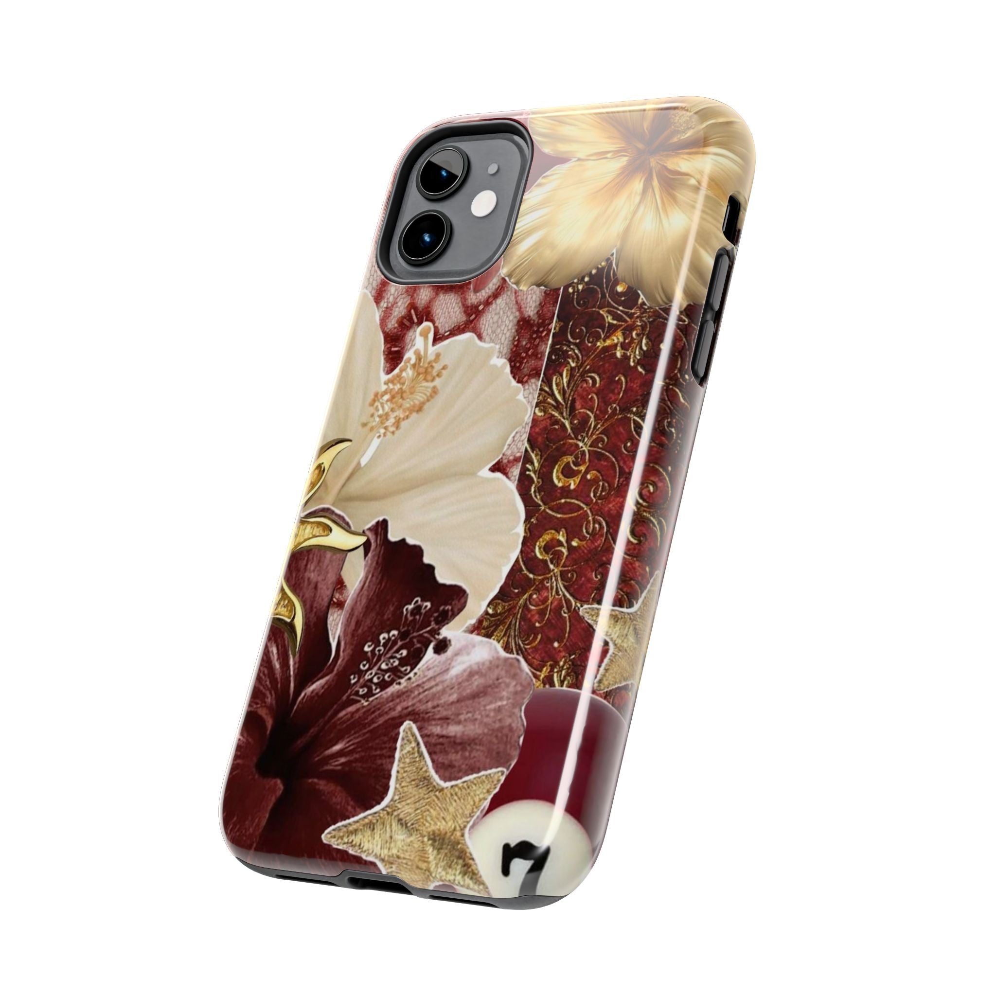 Burgundy Floral Hibiscus Phone Case | Tough Phone Case
