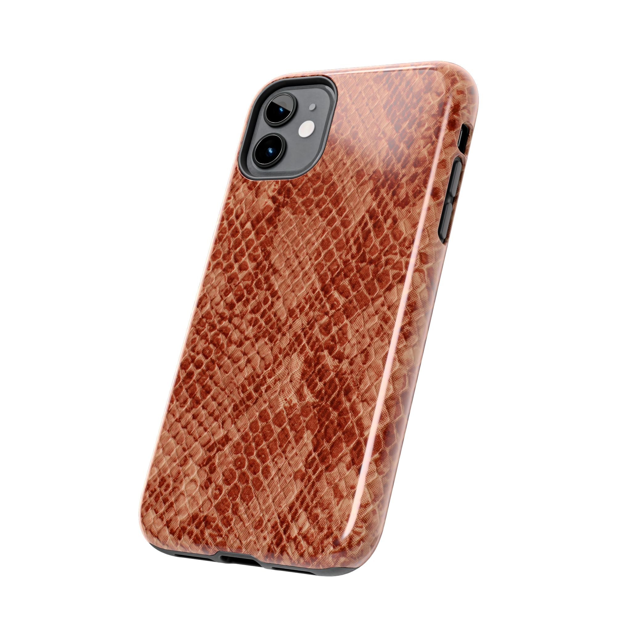 Rust Brown Snake Skin Phone Case | Faux Reptile Texture, Slim Protective Case