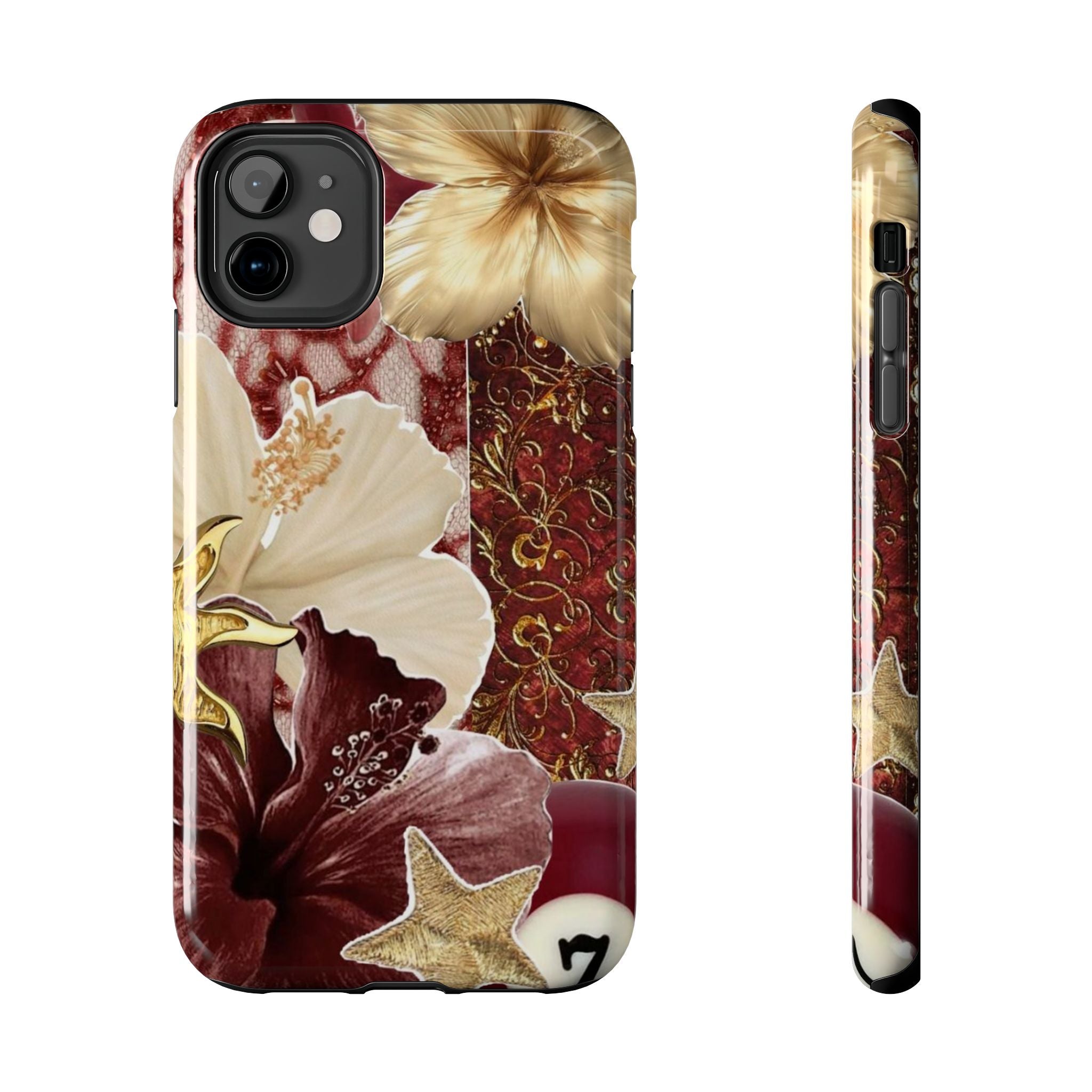 Burgundy Floral Hibiscus Phone Case | Tough Phone Case