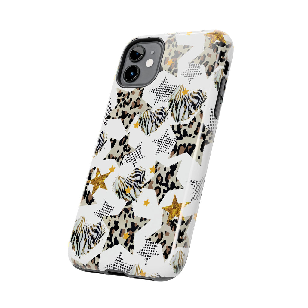 Leopard Zebra Star Pattern Phone Case | Animal Print Tough Phone Case