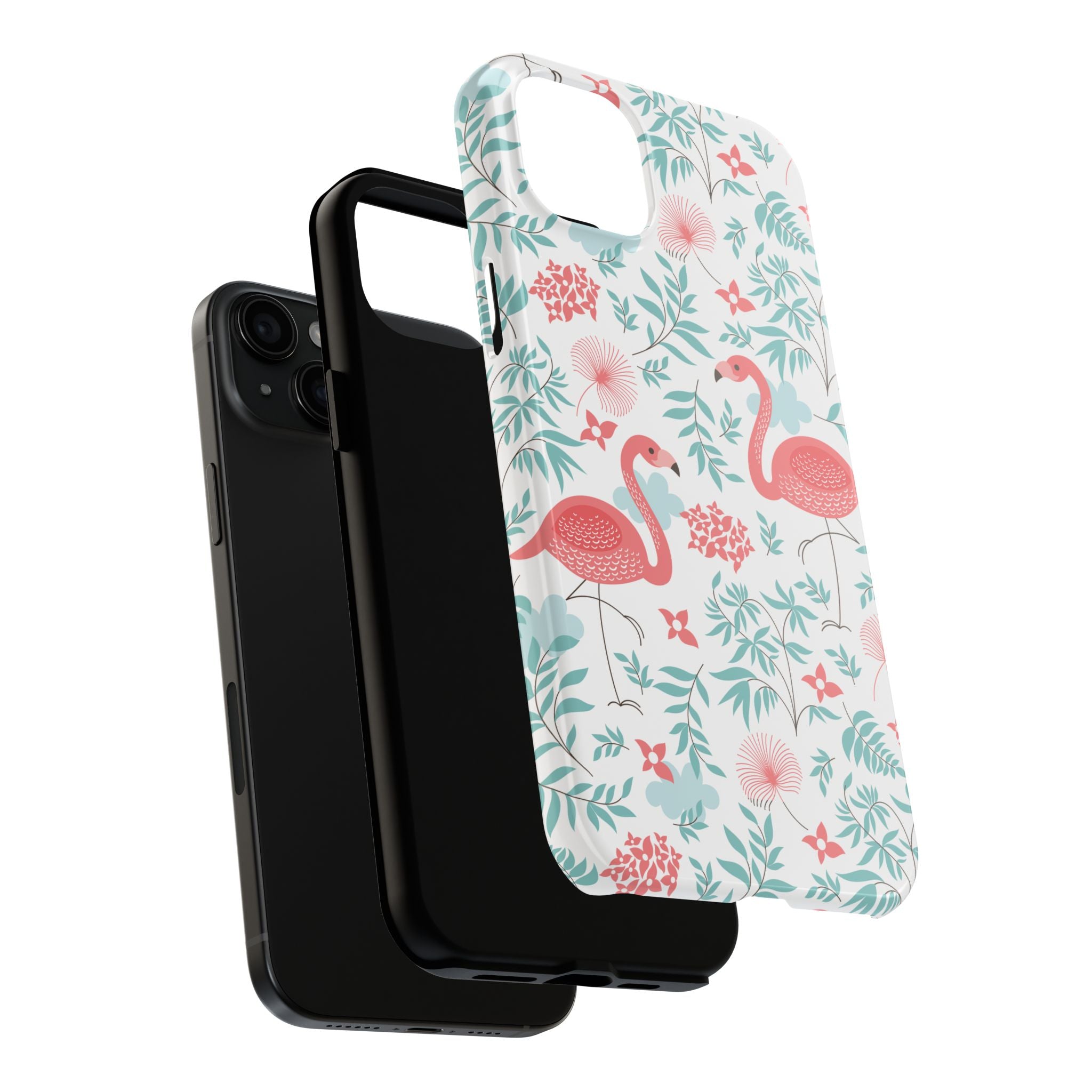 Pink Flamingo Pattern Tough Phone Case | Tropical Floral Design