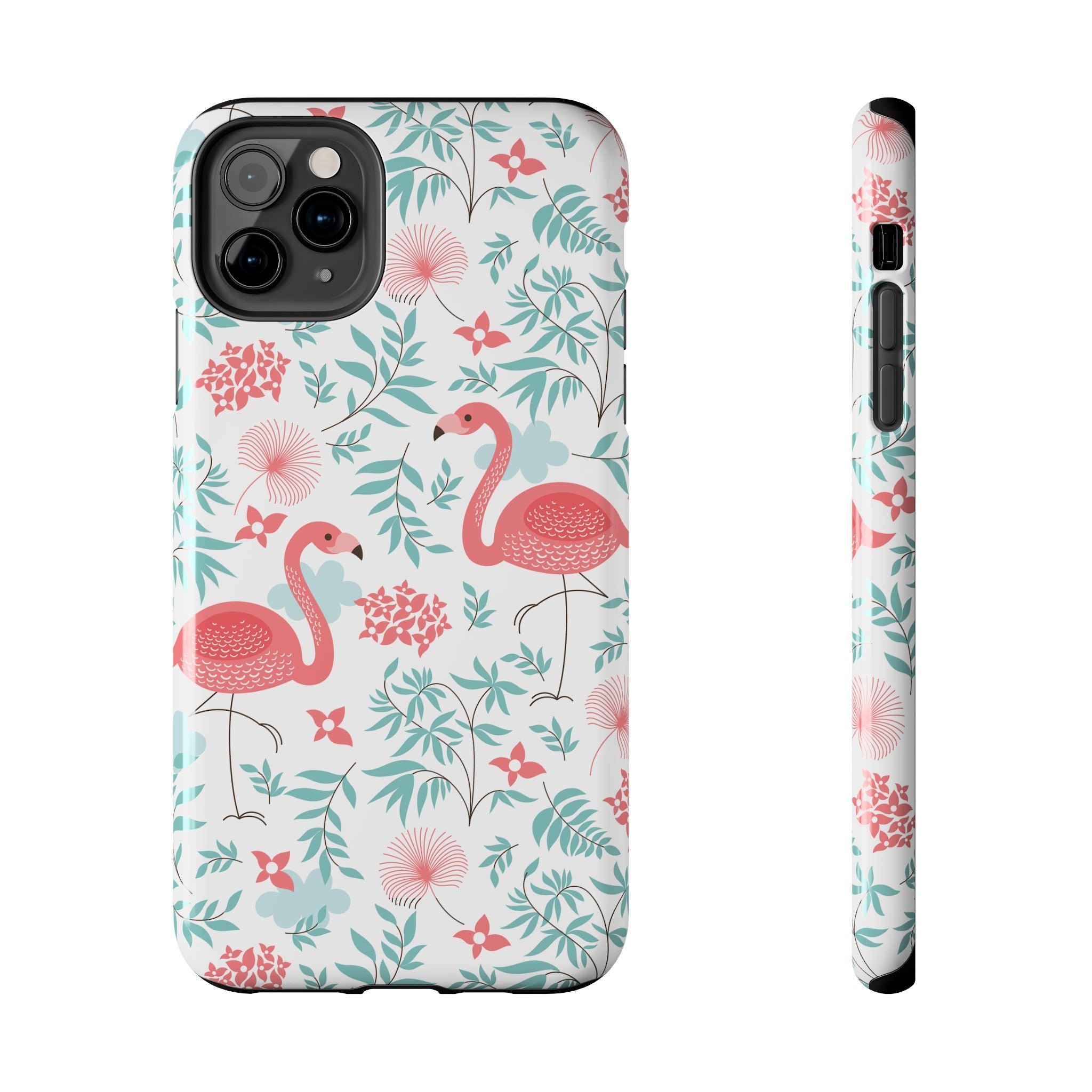 Pink Flamingo Pattern Tough Phone Case | Tropical Floral Design