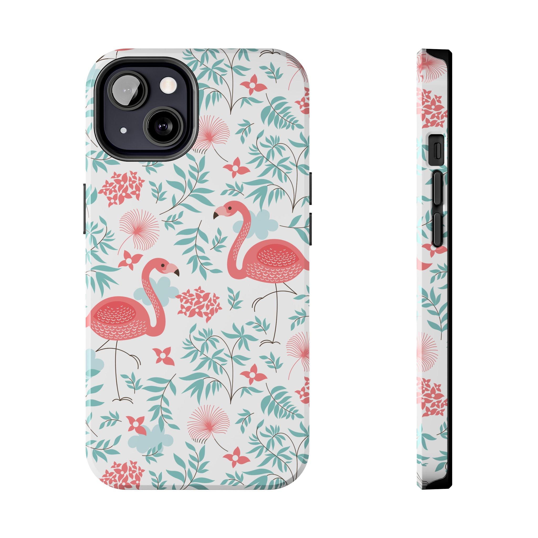 Pink Flamingo Pattern Tough Phone Case | Tropical Floral Design