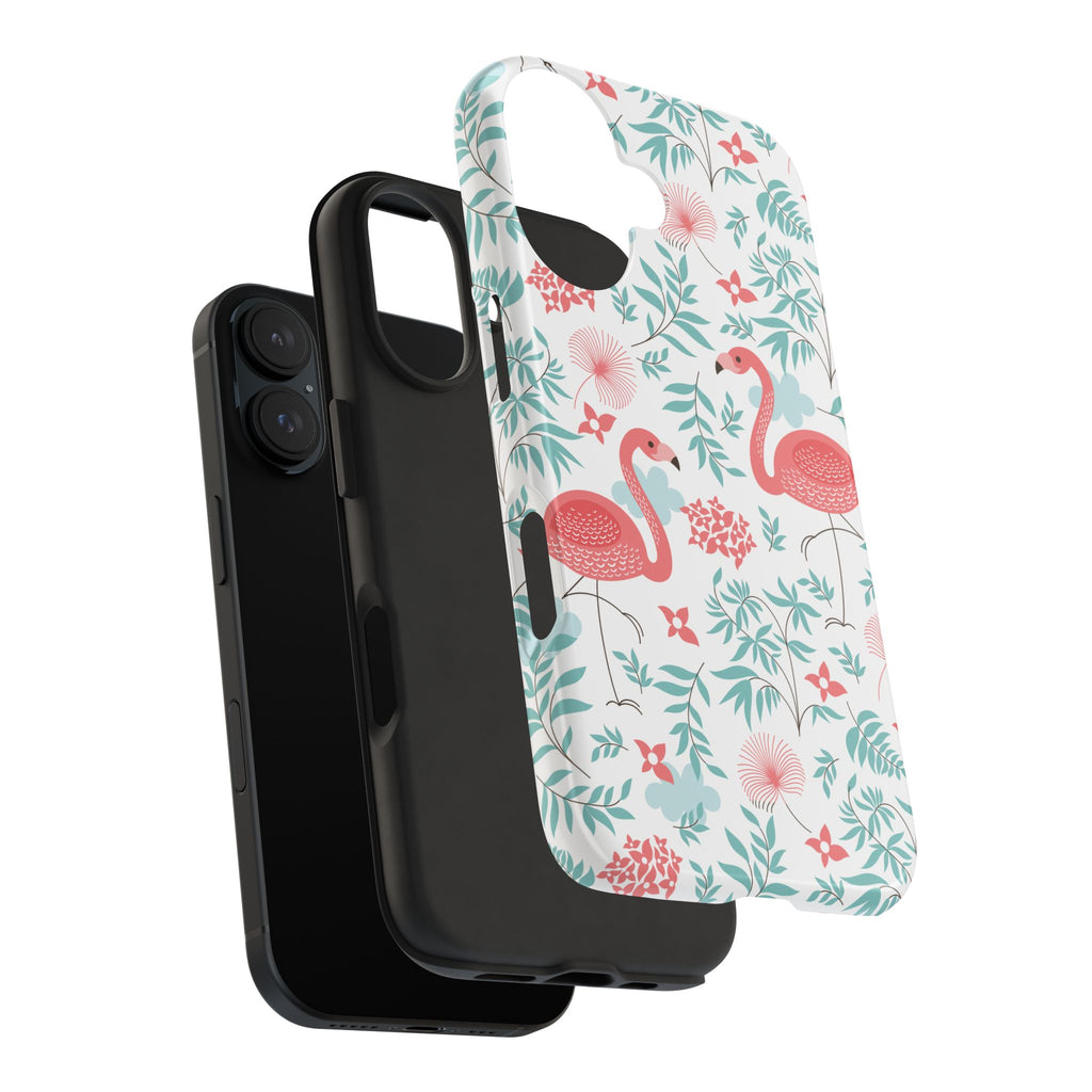 Pink Flamingo Pattern Tough Phone Case | Tropical Floral Design