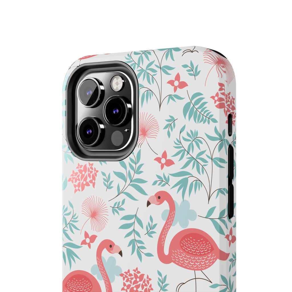 Pink Flamingo Pattern Tough Phone Case | Tropical Floral Design
