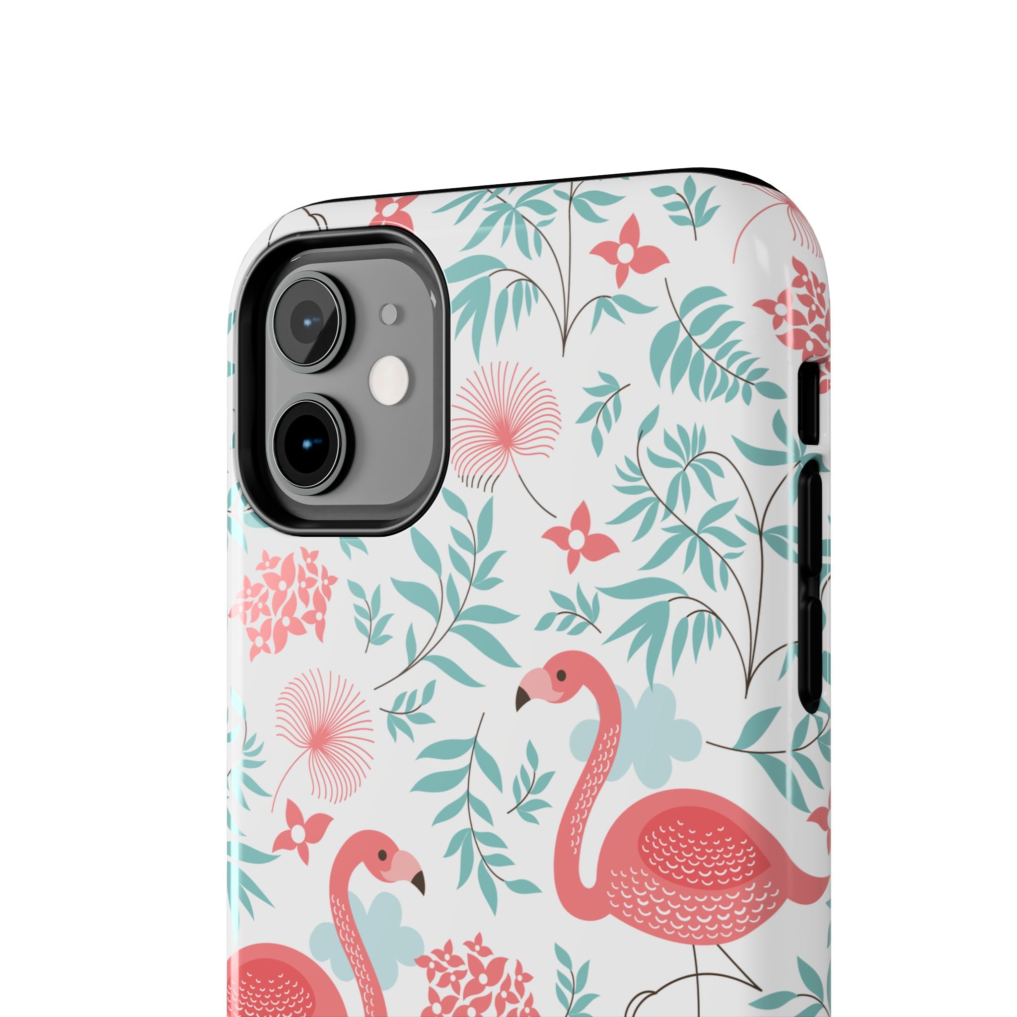 Pink Flamingo Pattern Tough Phone Case | Tropical Floral Design