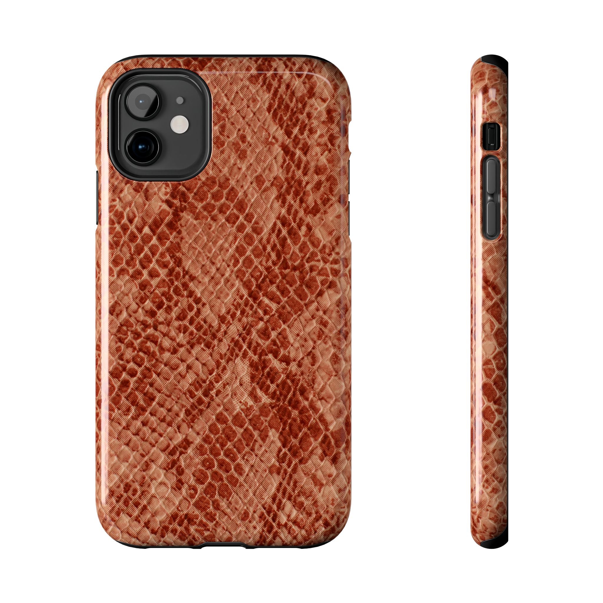 Rust Brown Snake Skin Phone Case | Faux Reptile Texture, Slim Protective Case