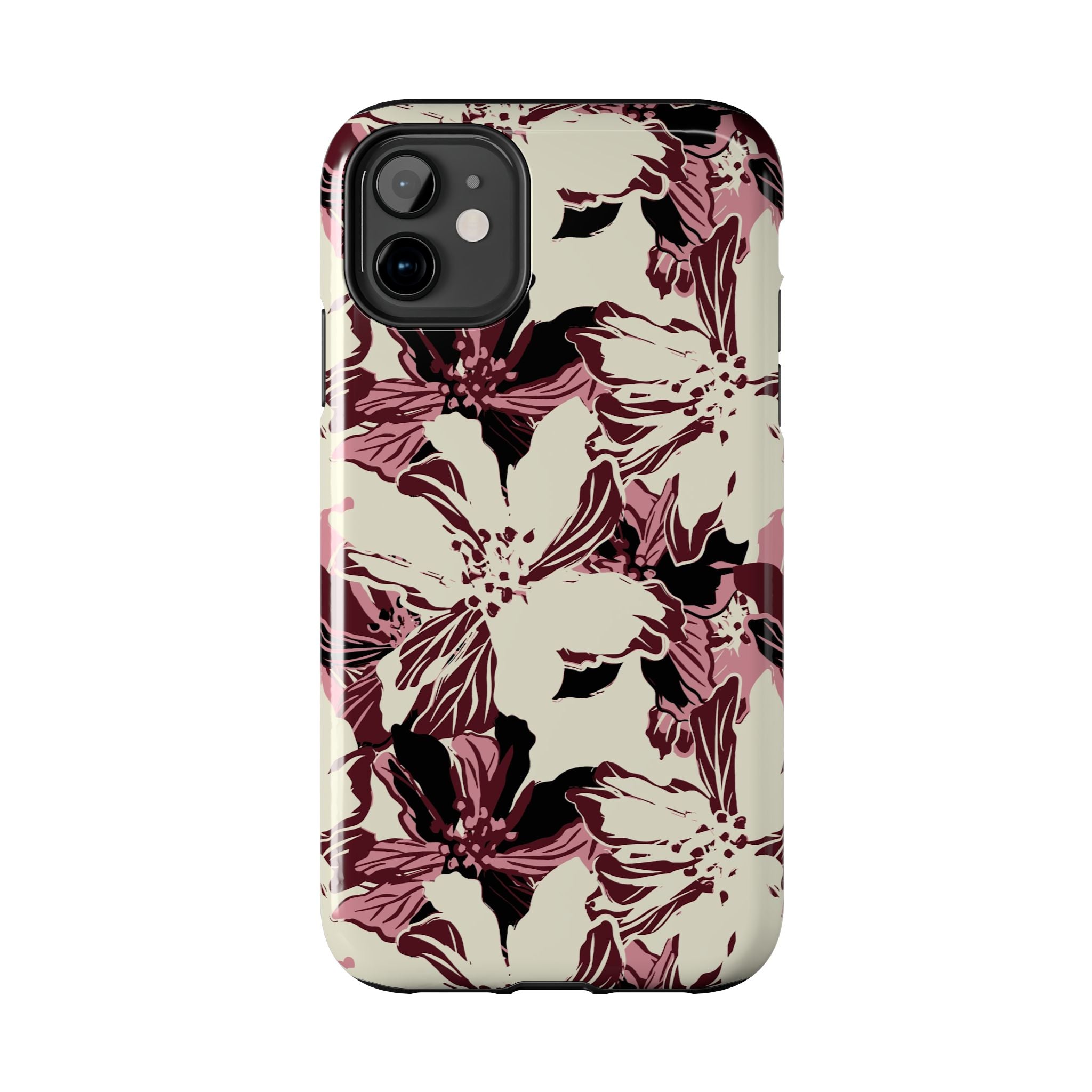 Burgundy Floral Pattern Phone Case | Tough Phone Case