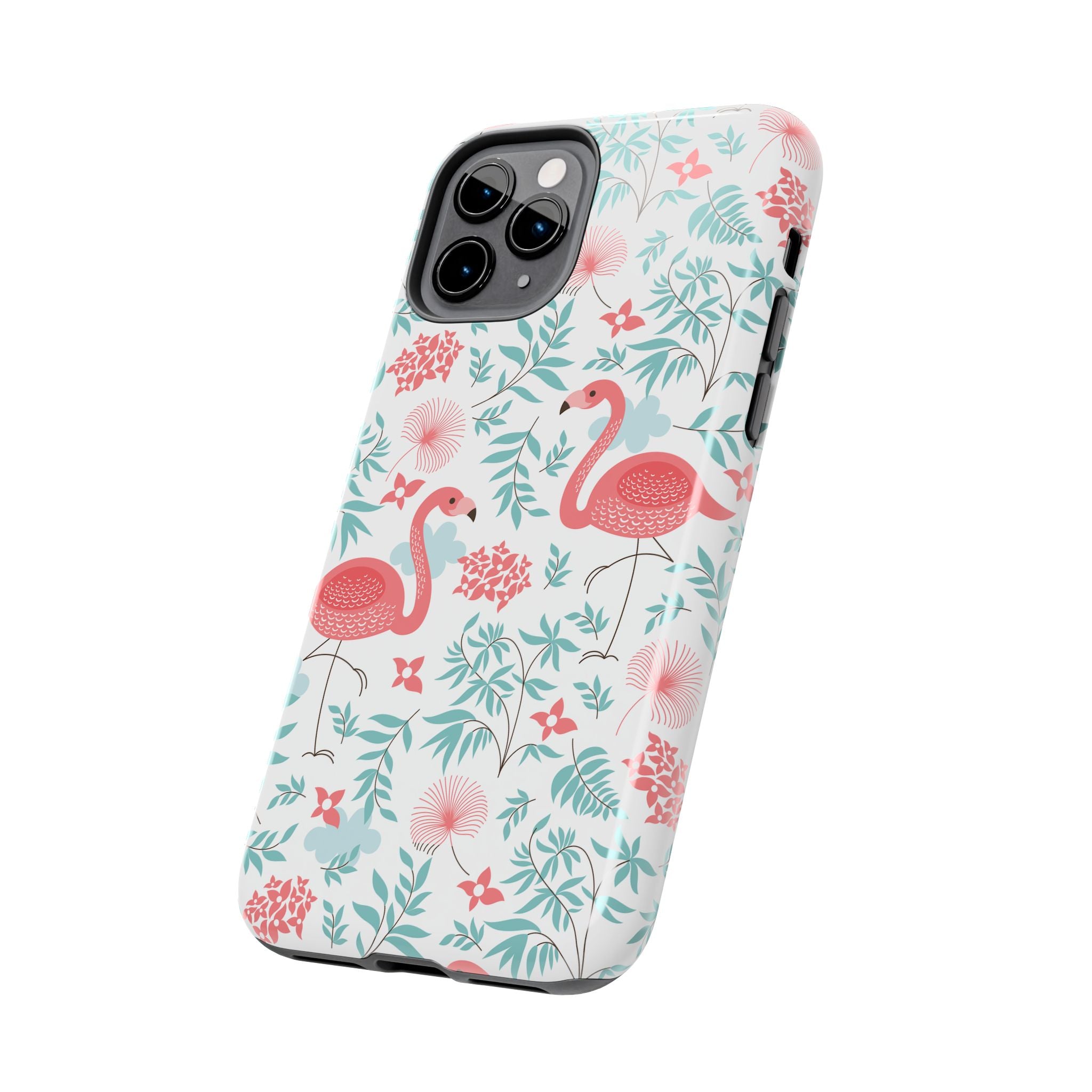 Pink Flamingo Pattern Tough Phone Case | Tropical Floral Design