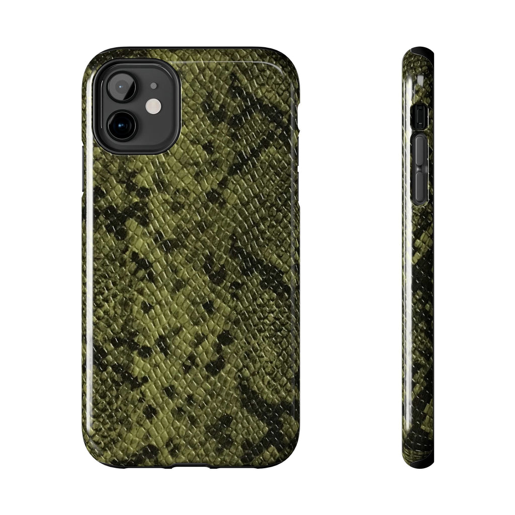 Green Snake Skin Phone Case | Olive Camo Reptile Texture
