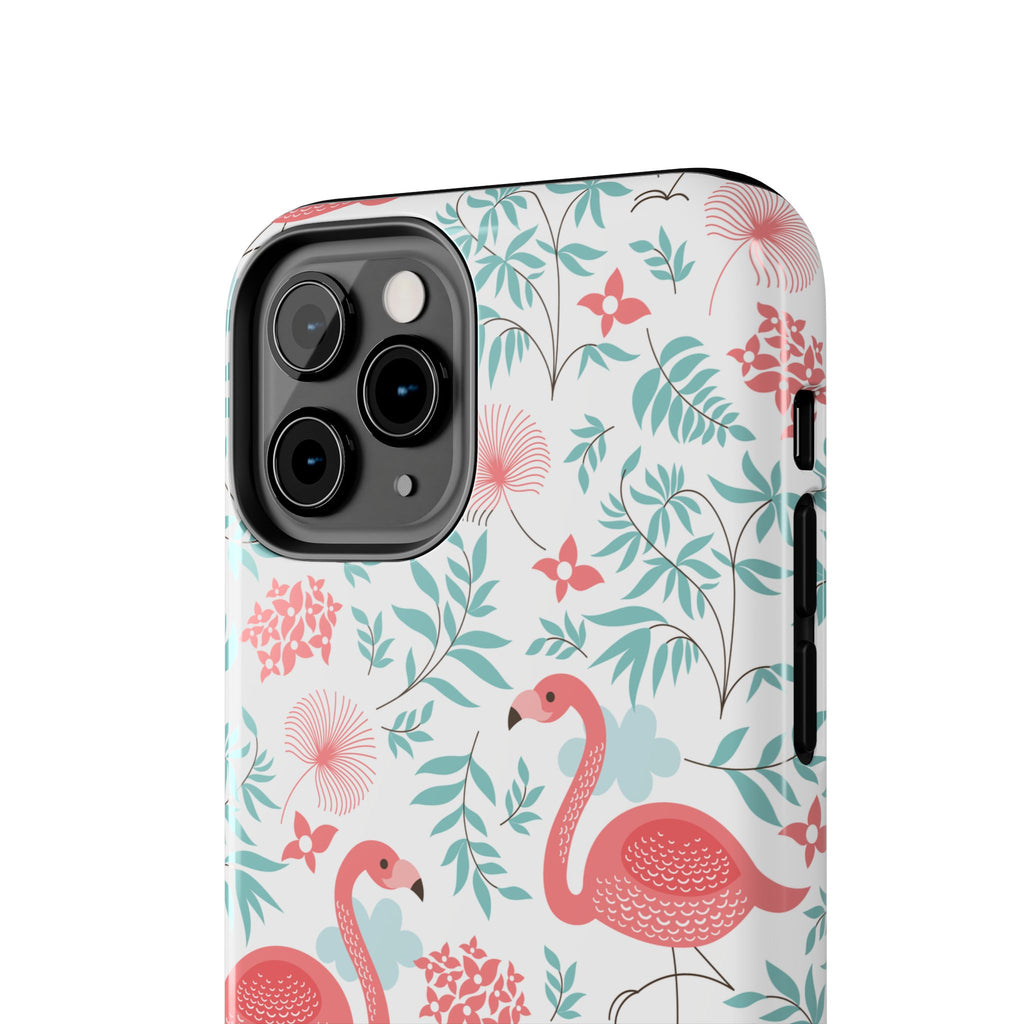 Pink Flamingo Pattern Tough Phone Case | Tropical Floral Design