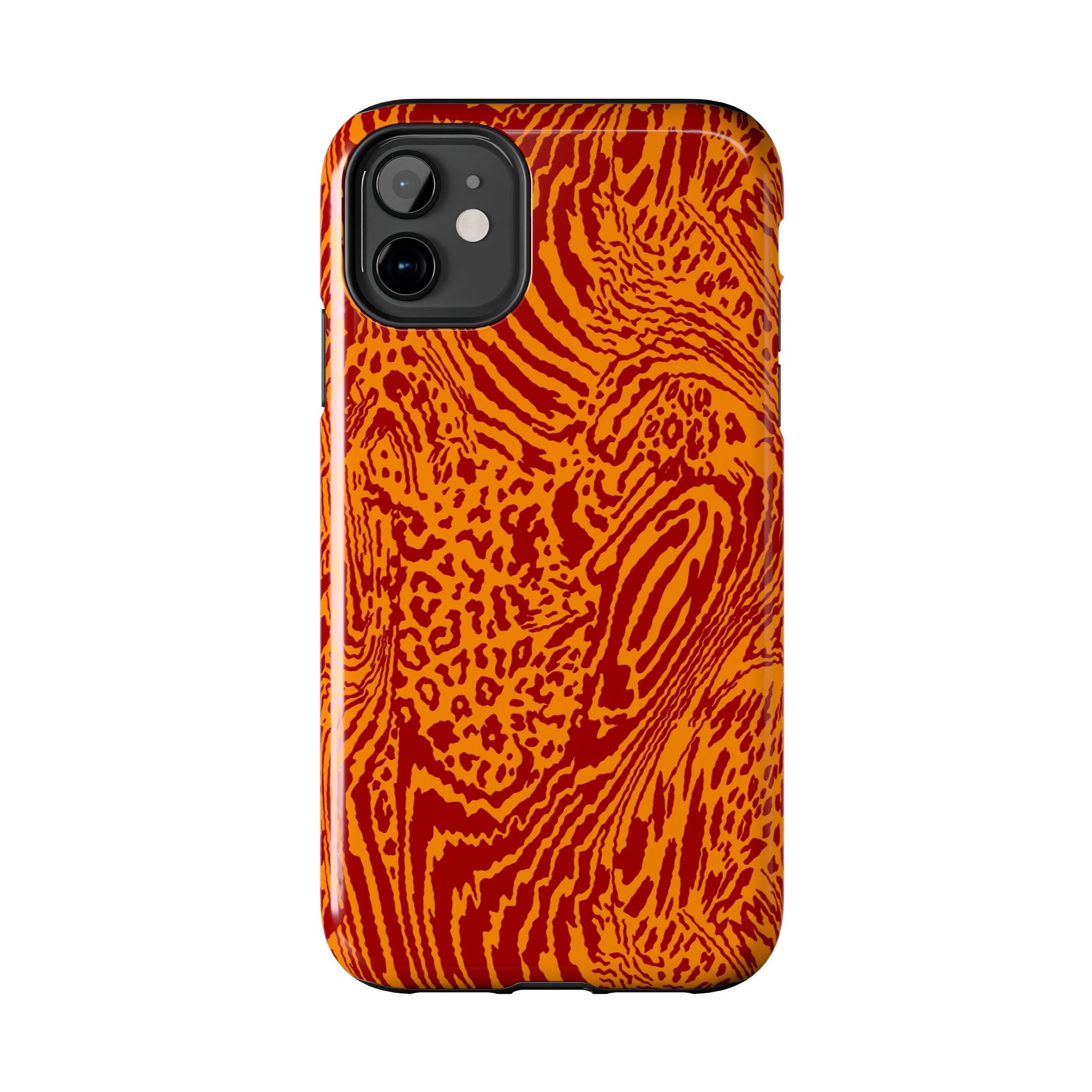 Red Orange Animal Print Phone Case | Leopard Tiger Pattern Tough Case