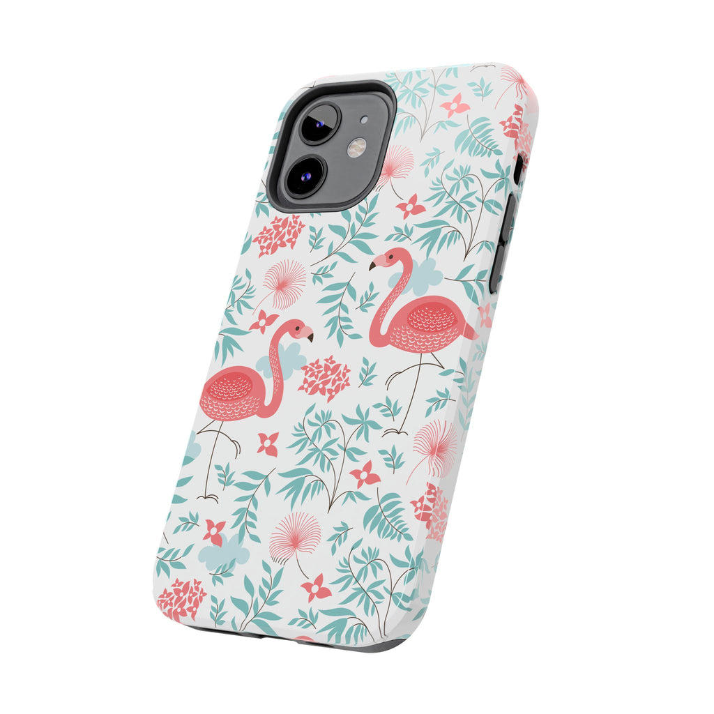 Pink Flamingo Pattern Tough Phone Case | Tropical Floral Design