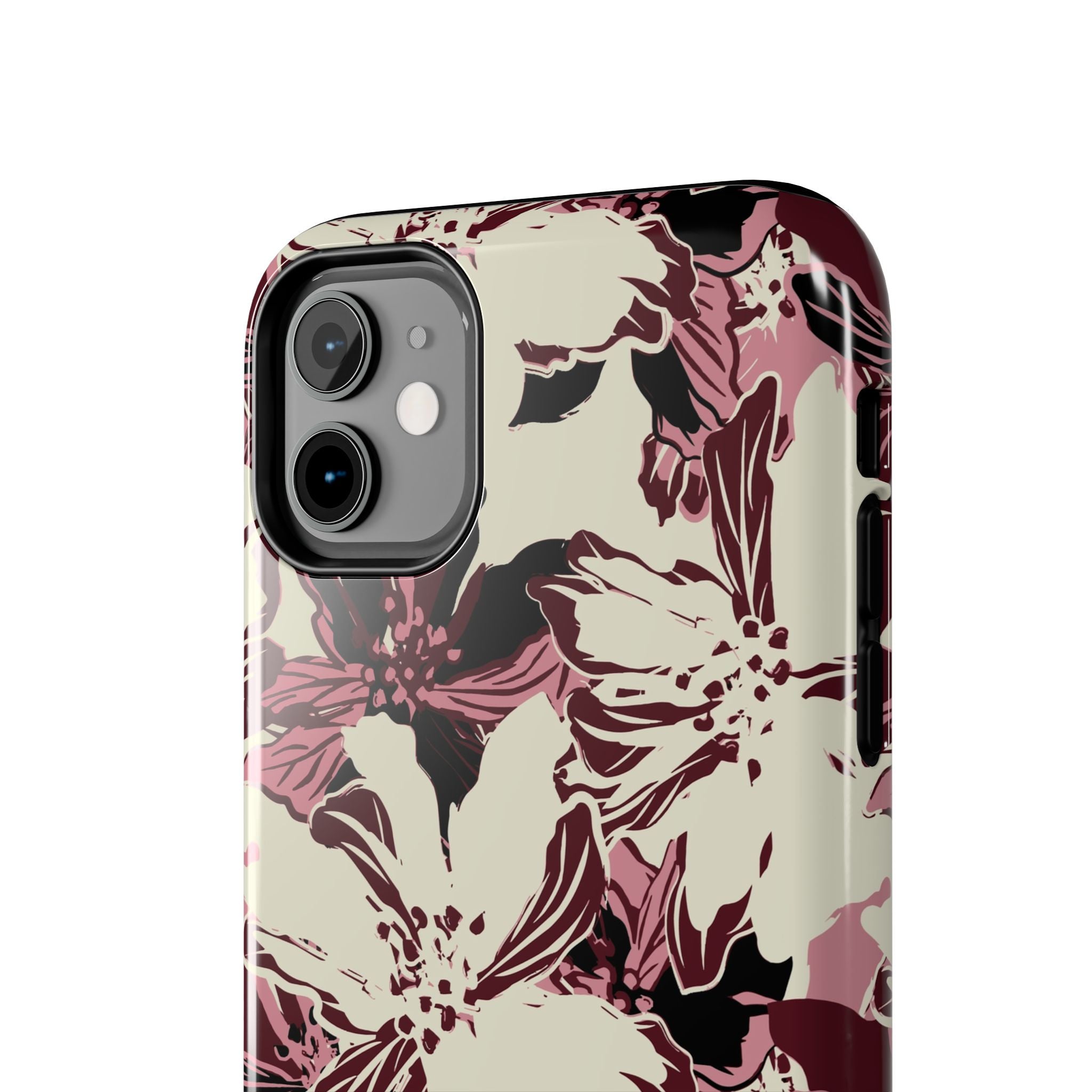 Burgundy Floral Pattern Phone Case | Tough Phone Case