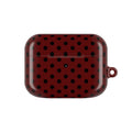 Black Polka Dot on Dark Red AirPod Case | Retro Spot Pattern