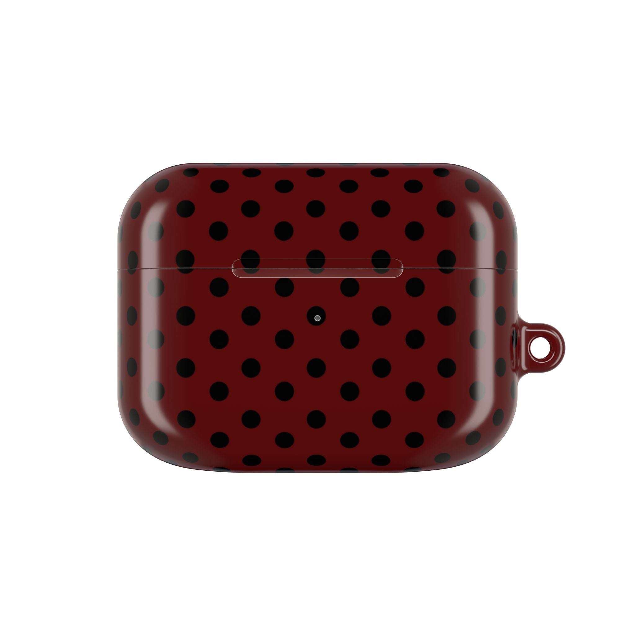 Black Polka Dot on Dark Red AirPod Case | Retro Spot Pattern