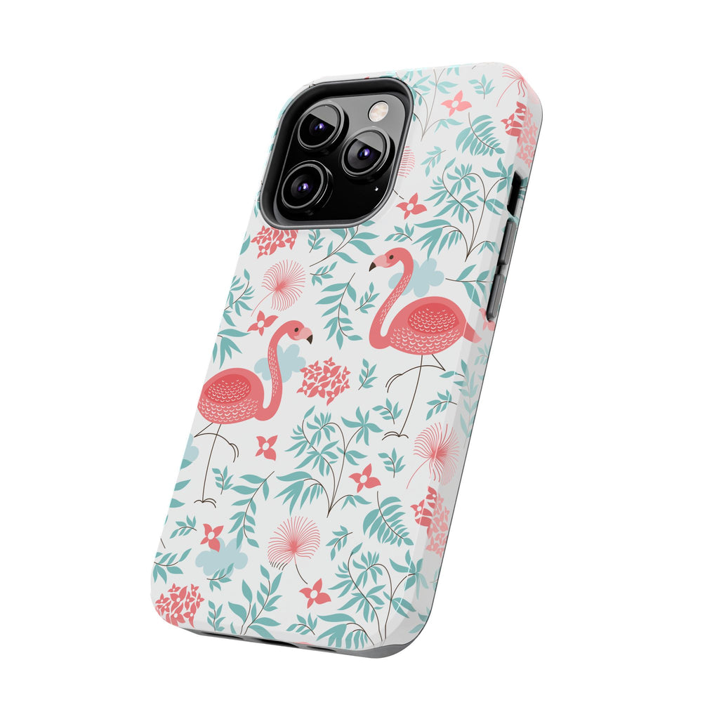 Pink Flamingo Pattern Tough Phone Case | Tropical Floral Design