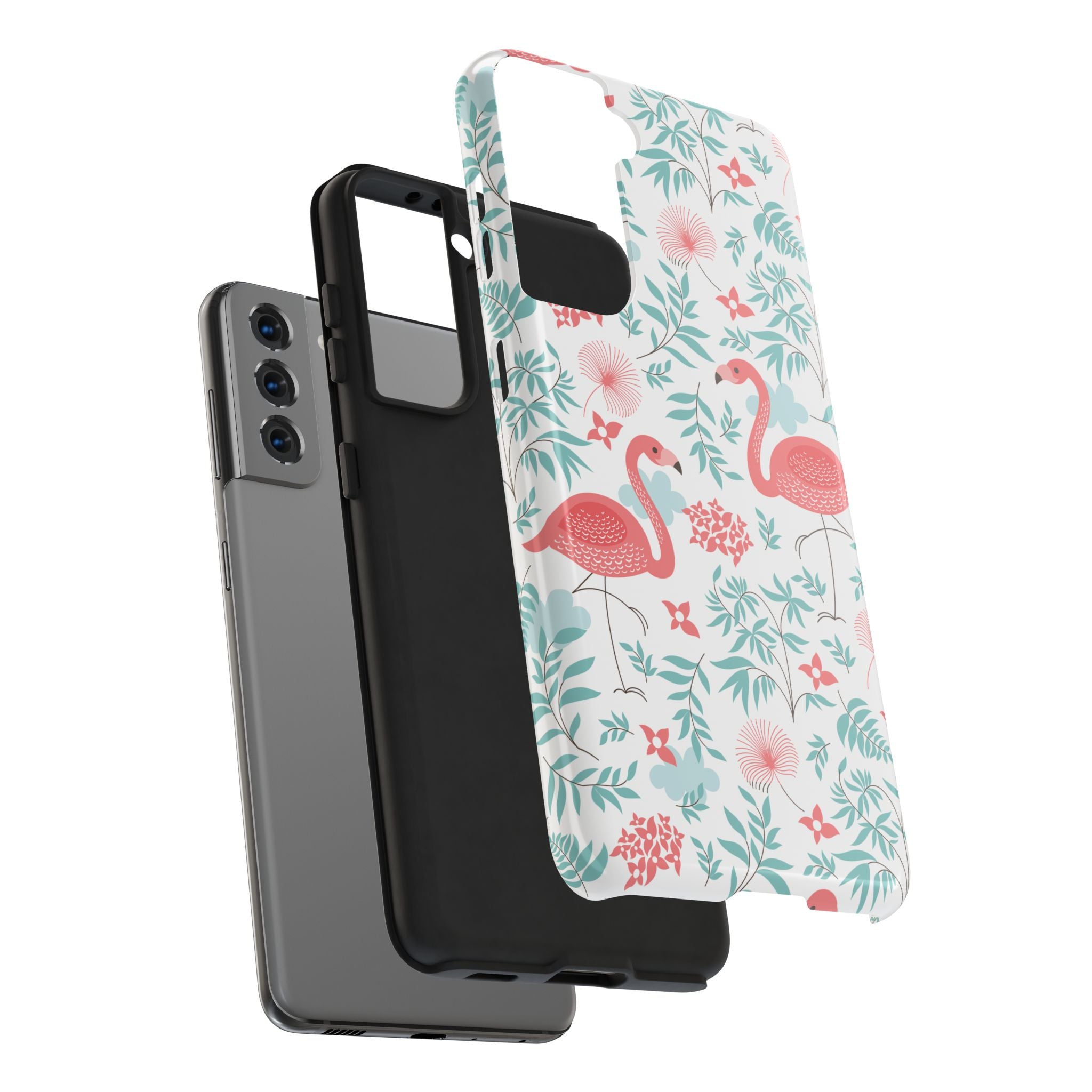 Pink Flamingo Pattern Tough Phone Case | Tropical Floral Design