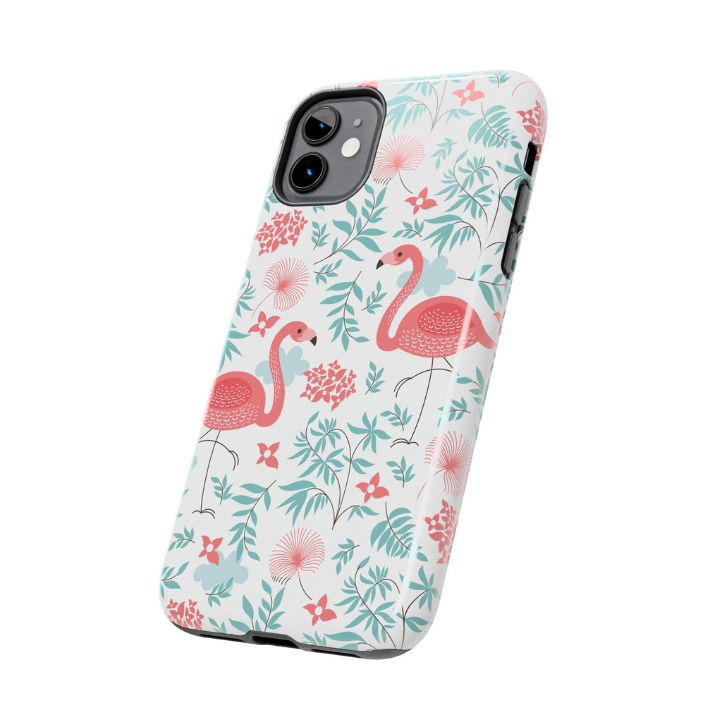 Pink Flamingo Pattern Tough Phone Case | Tropical Floral Design