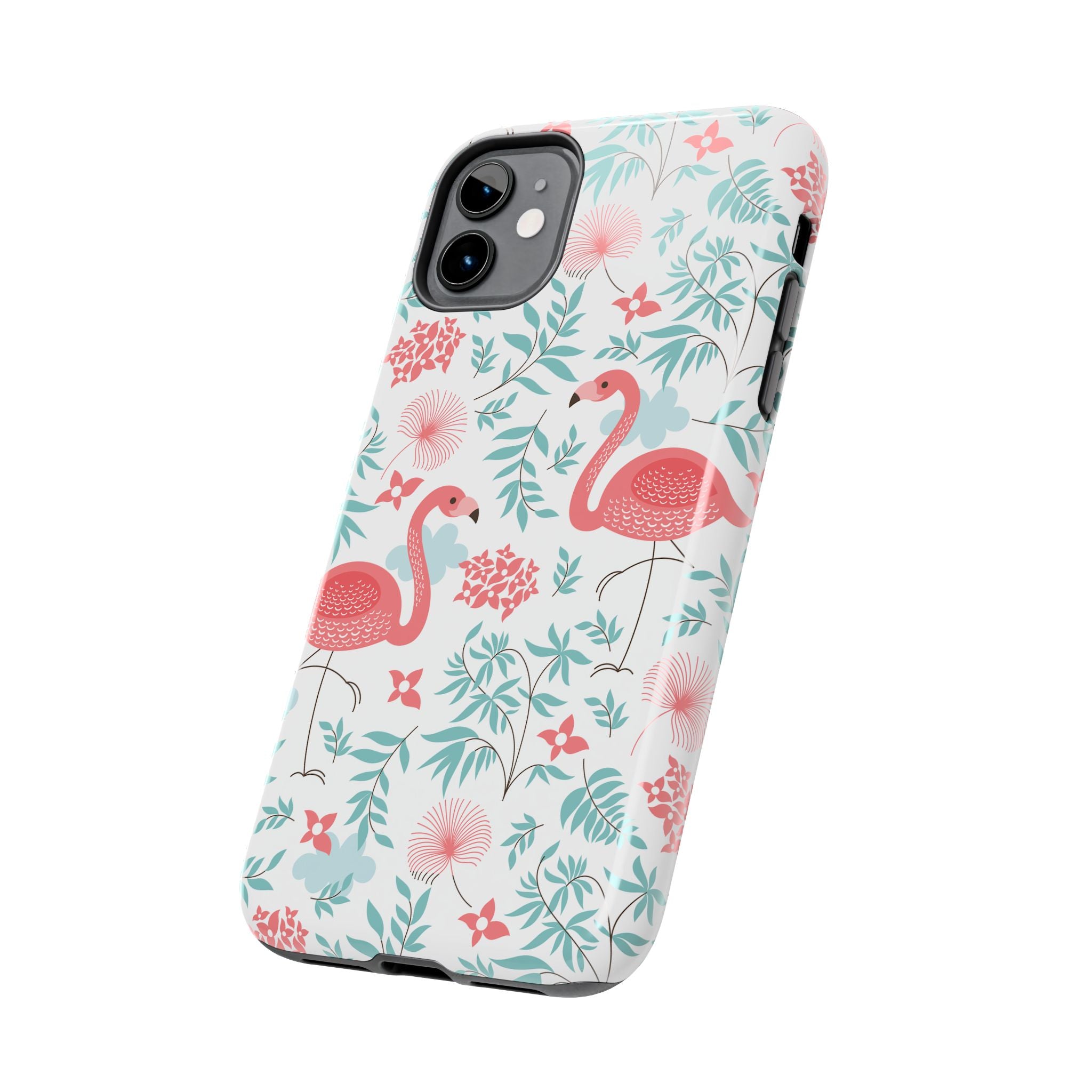 Pink Flamingo Pattern Tough Phone Case | Tropical Floral Design