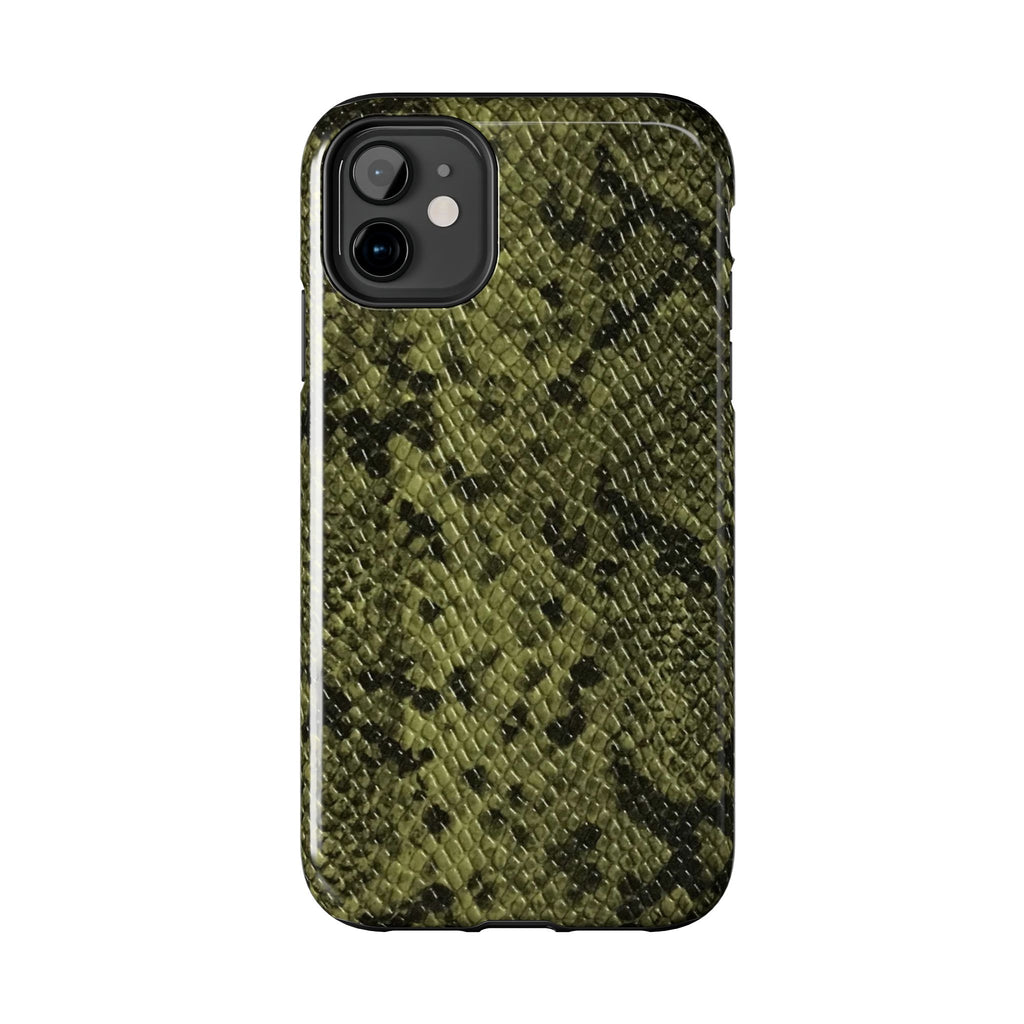 Green Snake Skin Phone Case | Olive Camo Reptile Texture