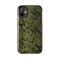 Green Snake Skin Phone Case | Olive Camo Reptile Texture