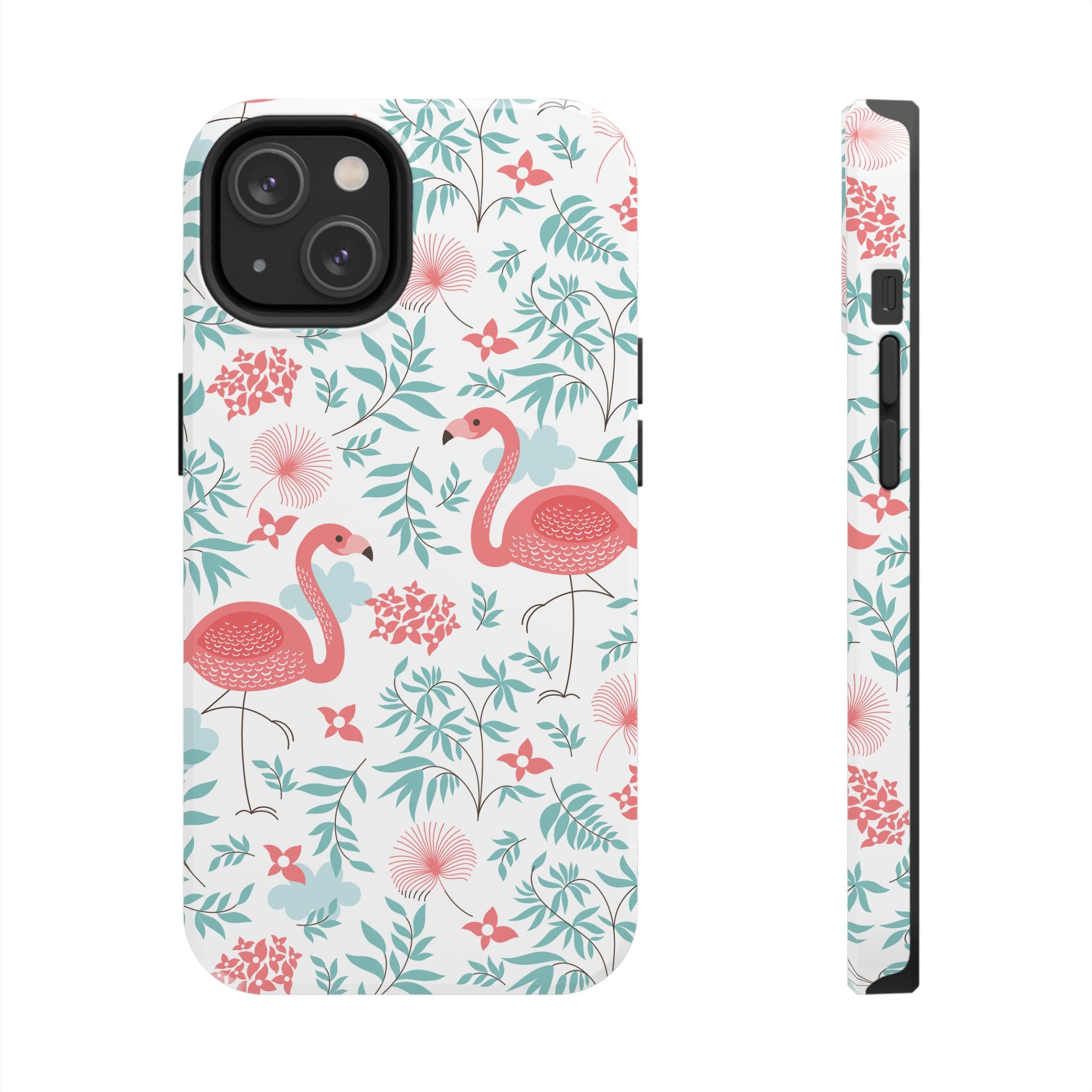 Pink Flamingo Pattern Tough Phone Case | Tropical Floral Design