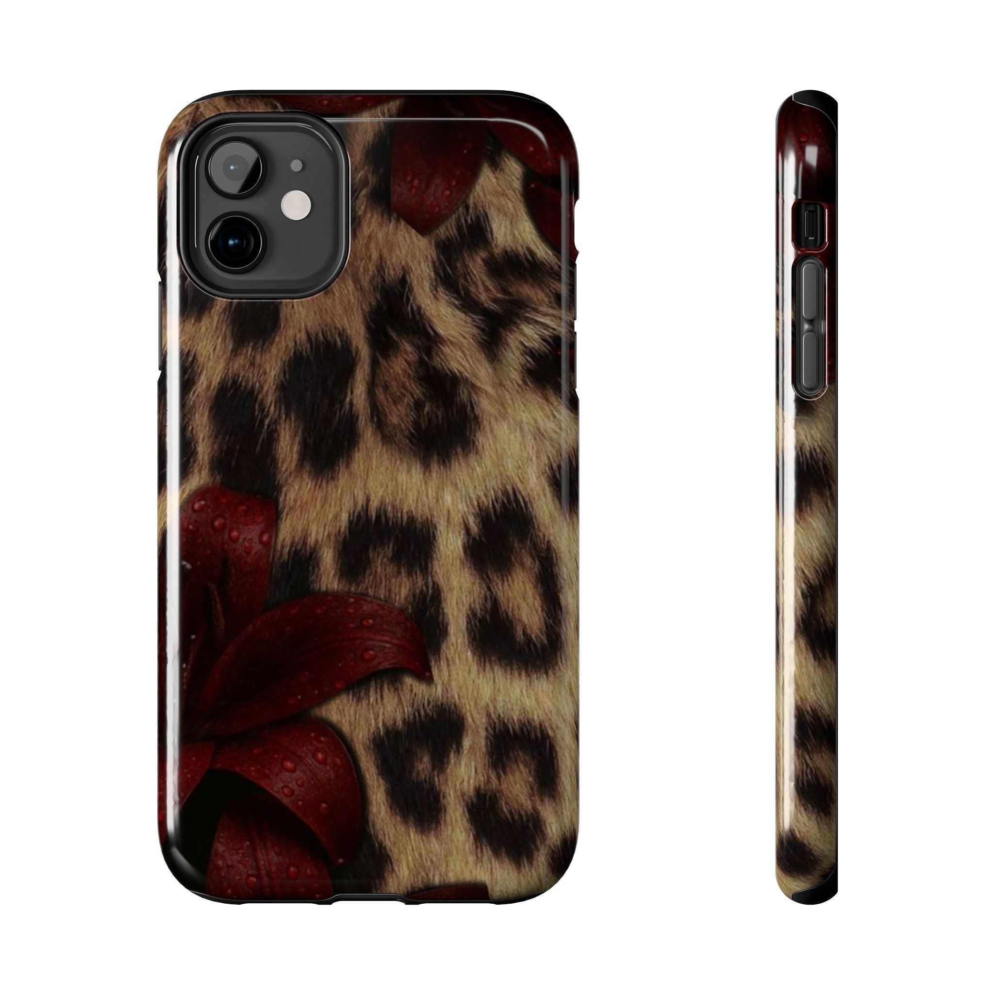Leopard Fur with Red Leather Bow Phone Case | Tough Phone Cases