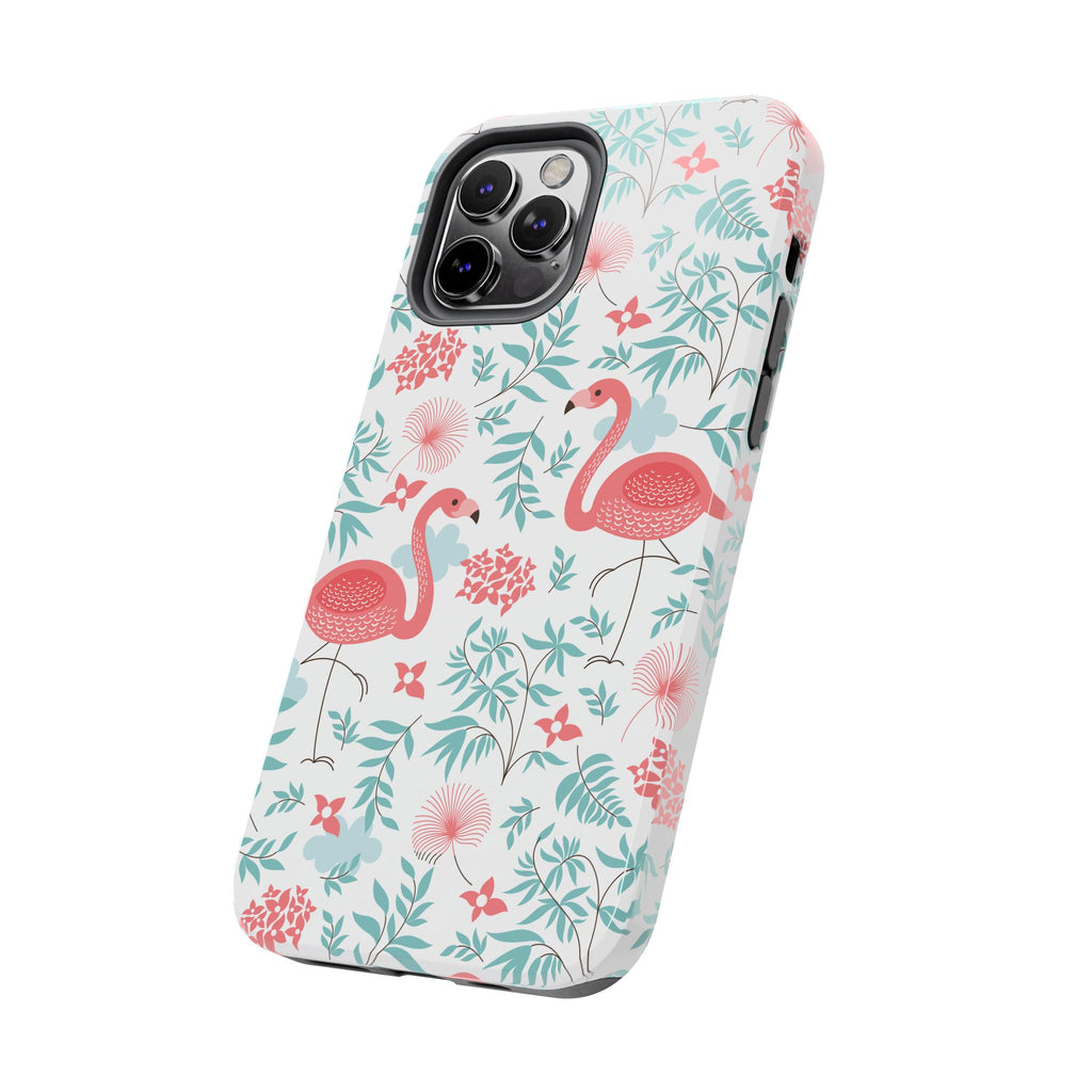 Pink Flamingo Pattern Tough Phone Case | Tropical Floral Design