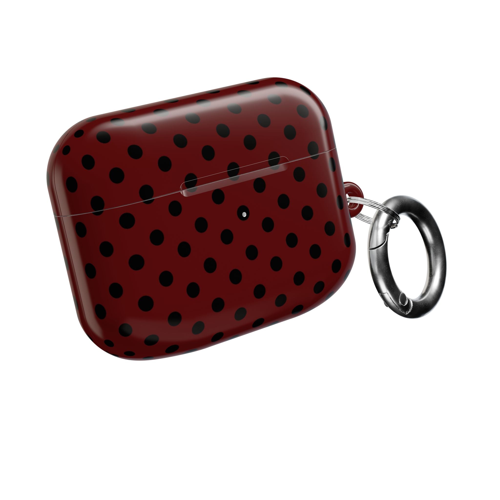 Black Polka Dot on Dark Red AirPod Case | Retro Spot Pattern