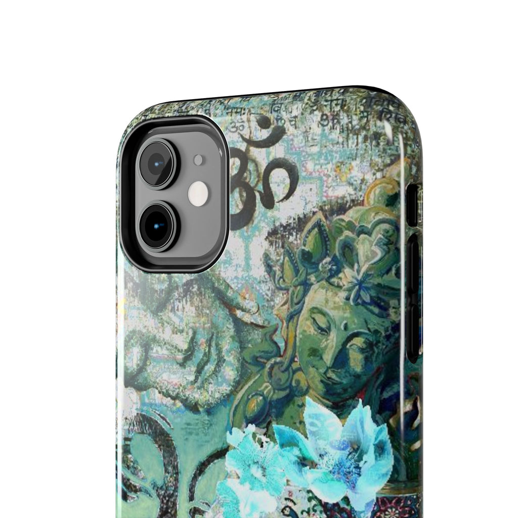 Buddha Lotus Collage Phone Case | Om Symbol, Turquoise Floral Art