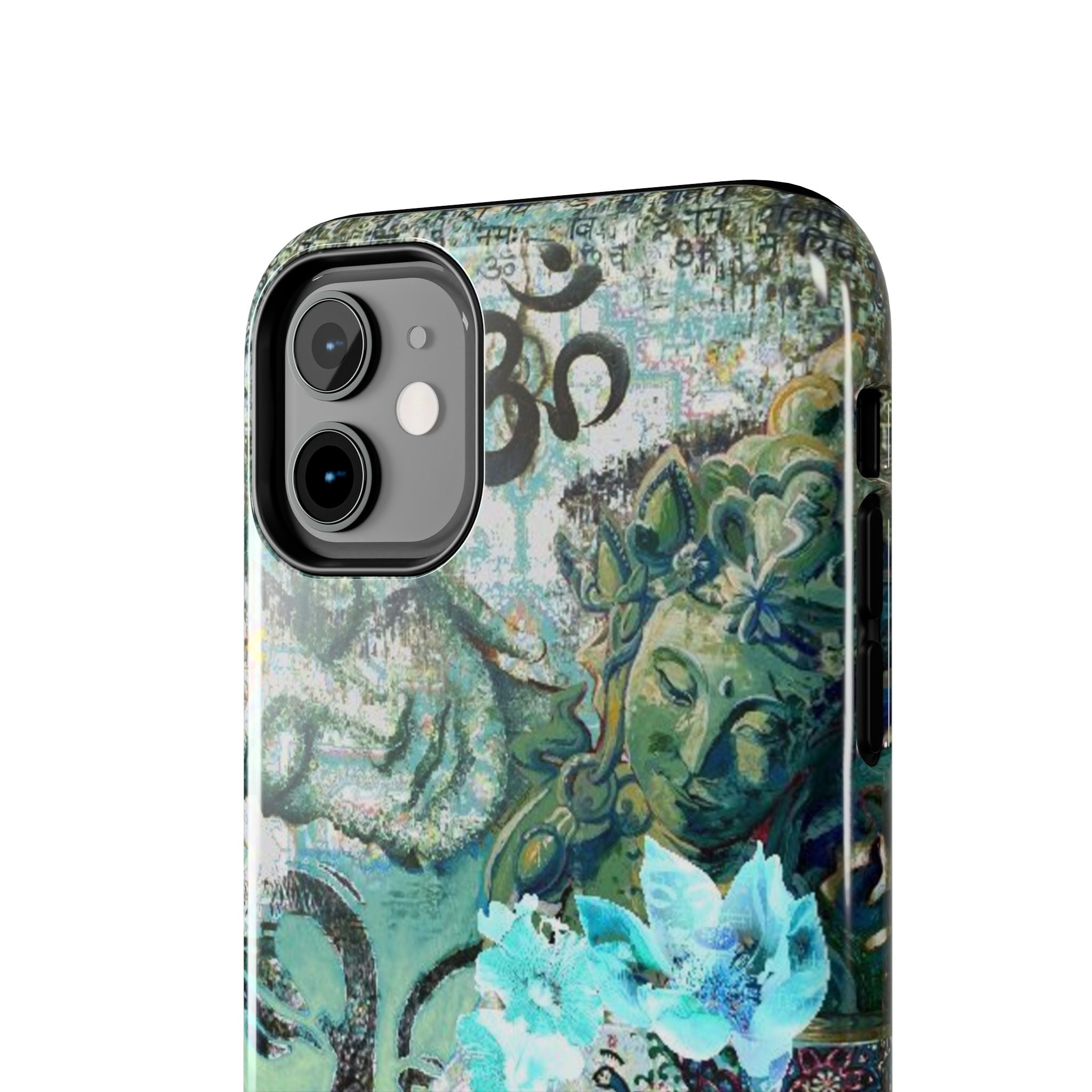 Buddha Lotus Collage Phone Case | Om Symbol, Turquoise Floral Art