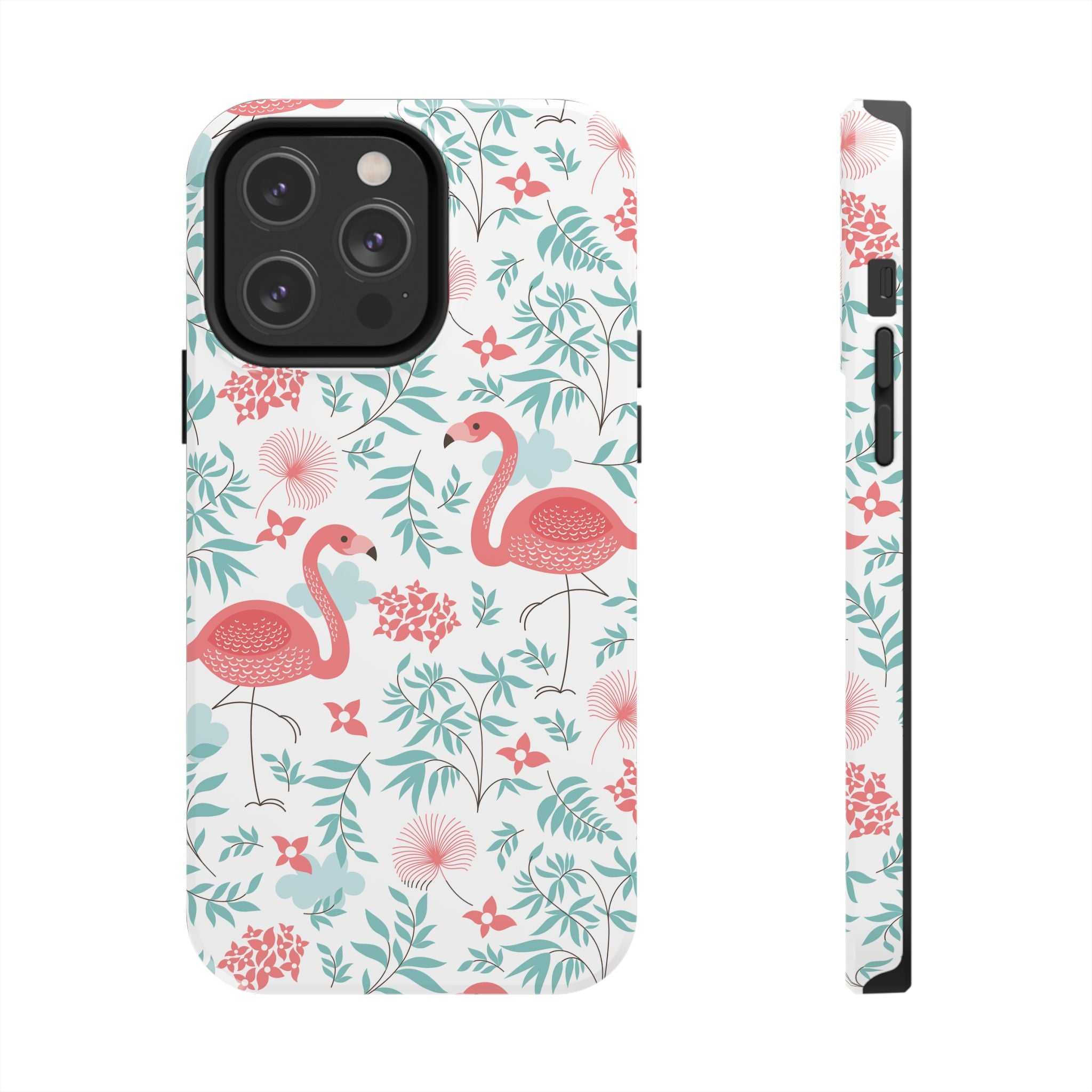 Pink Flamingo Pattern Tough Phone Case | Tropical Floral Design