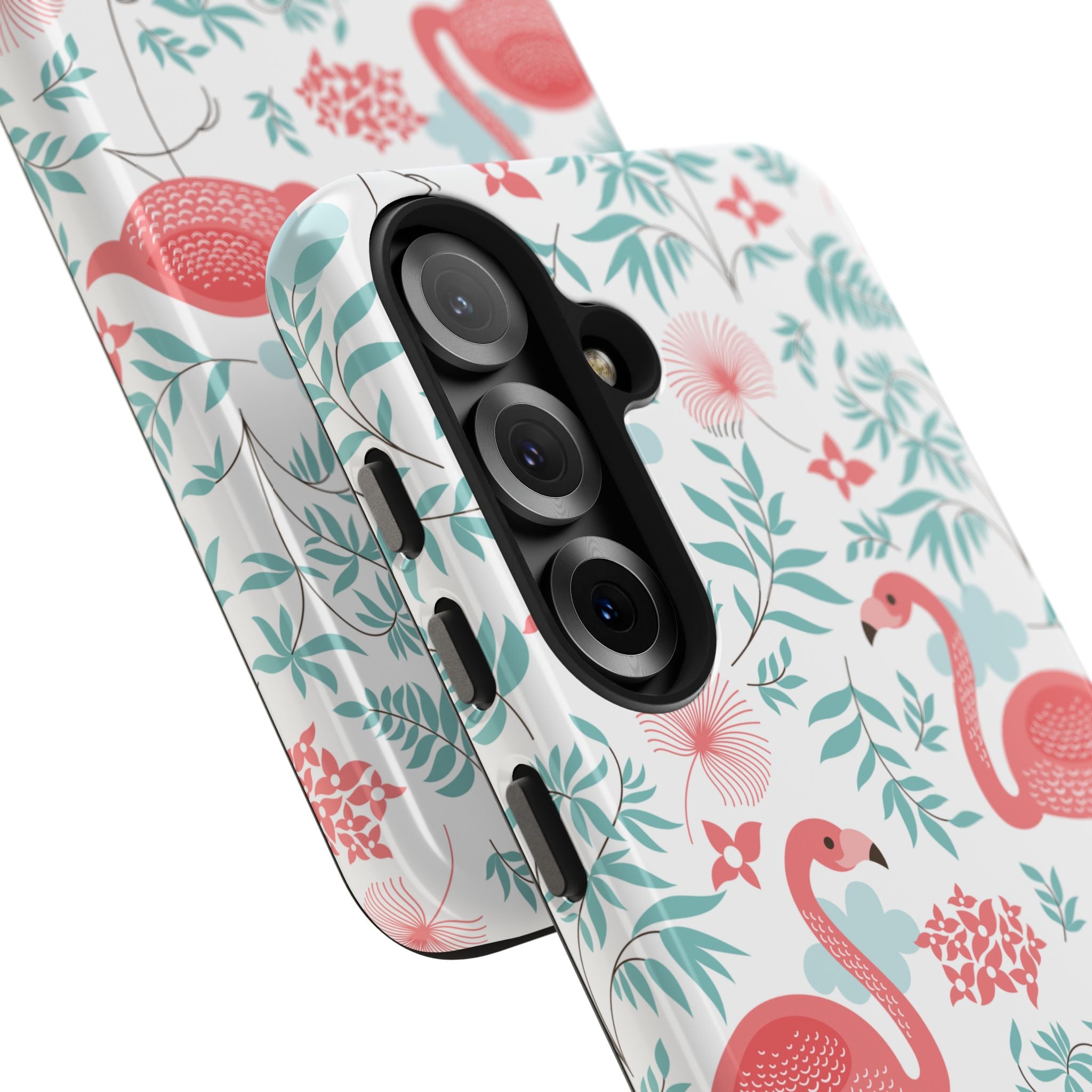 Pink Flamingo Pattern Tough Phone Case | Tropical Floral Design