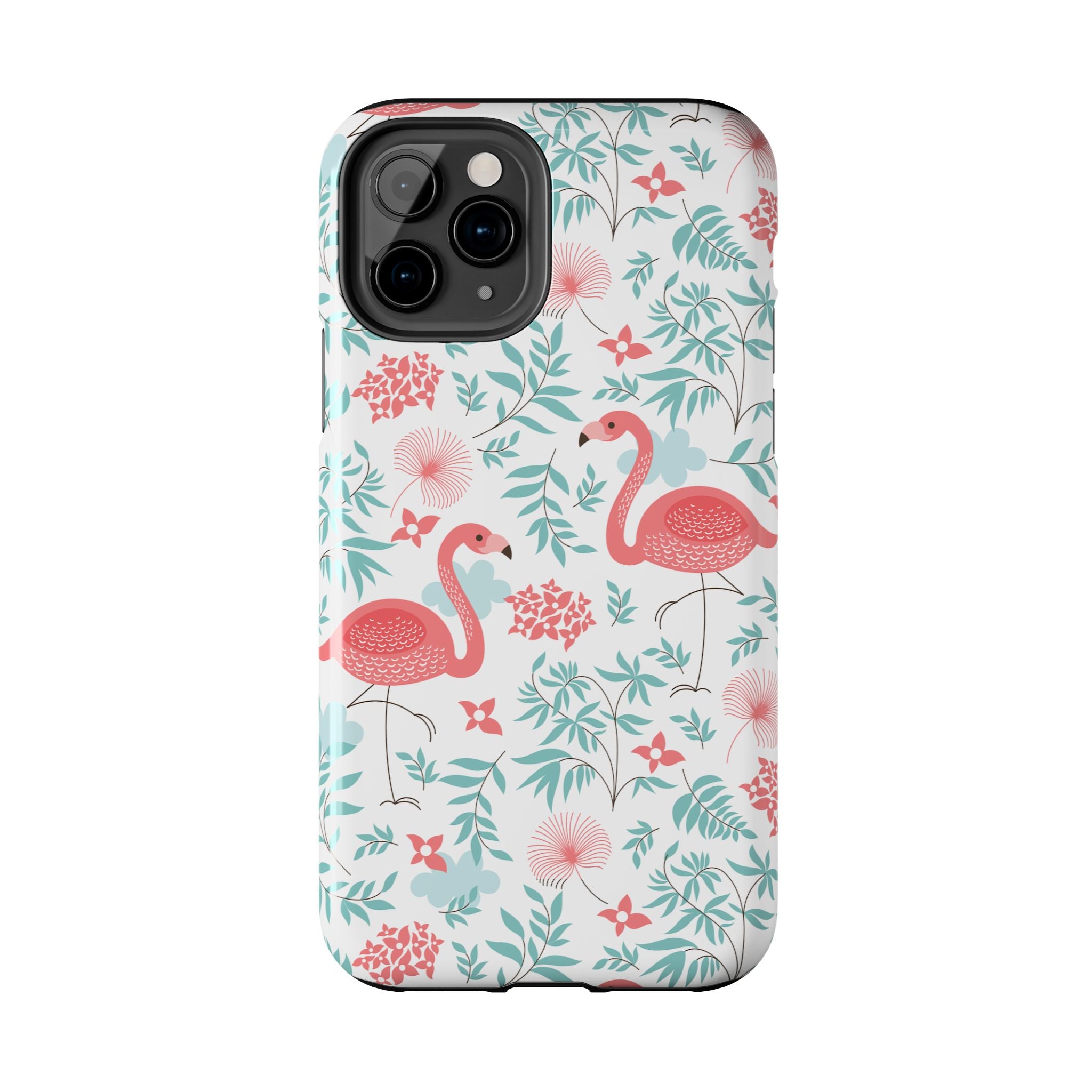 Pink Flamingo Pattern Tough Phone Case | Tropical Floral Design