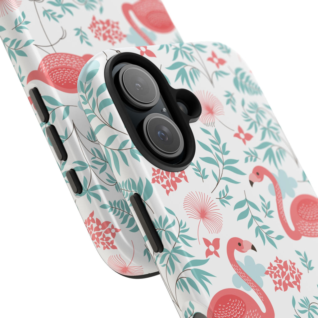 Pink Flamingo Pattern Tough Phone Case | Tropical Floral Design