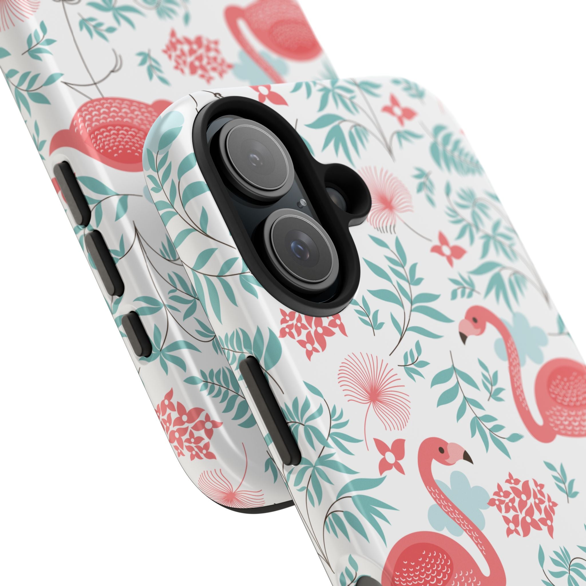 Pink Flamingo Pattern Tough Phone Case | Tropical Floral Design