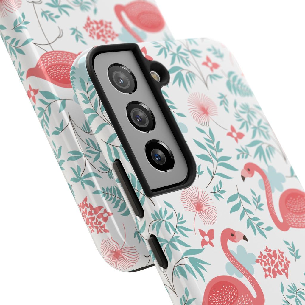 Pink Flamingo Pattern Tough Phone Case | Tropical Floral Design